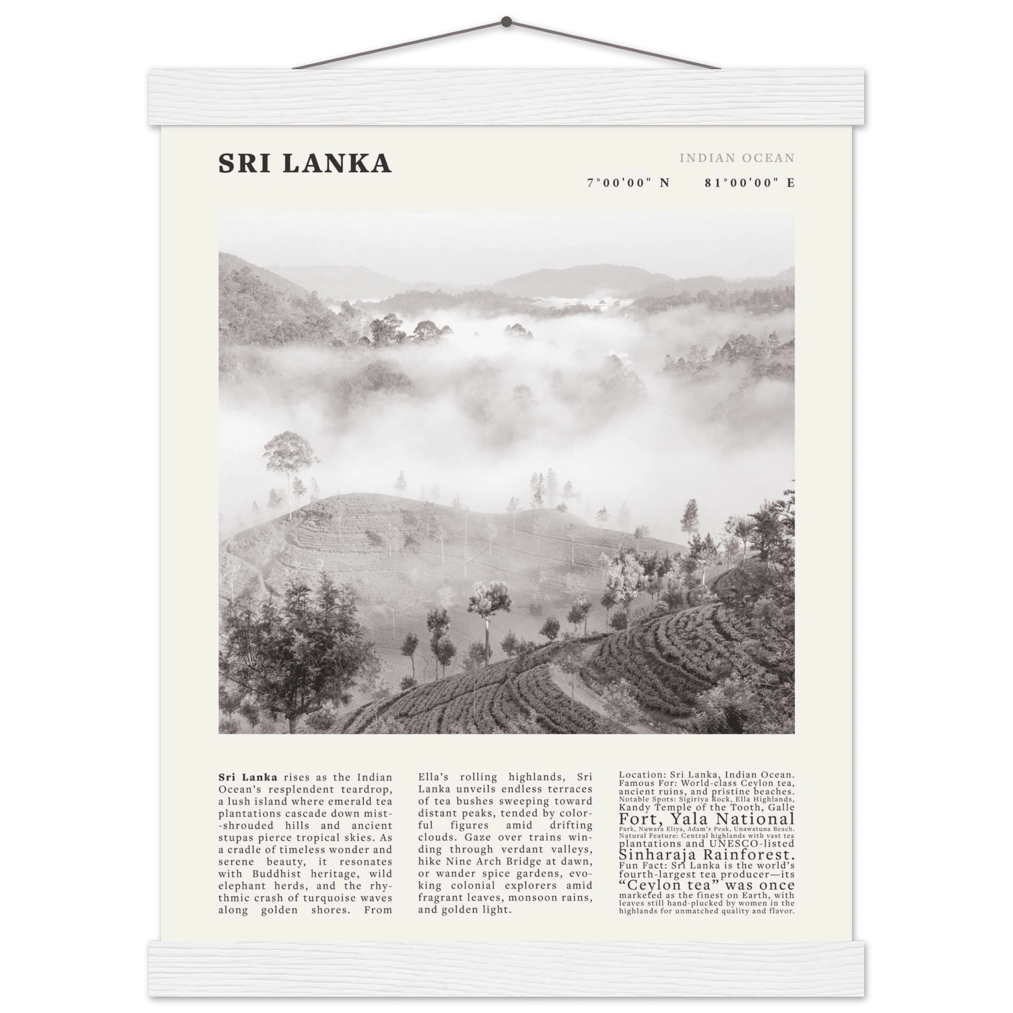 Sri Lanka Poster Black and White – Vintage Ceylon Tea Plantation Print (Digital & Printed Options) - Evergreen Posters