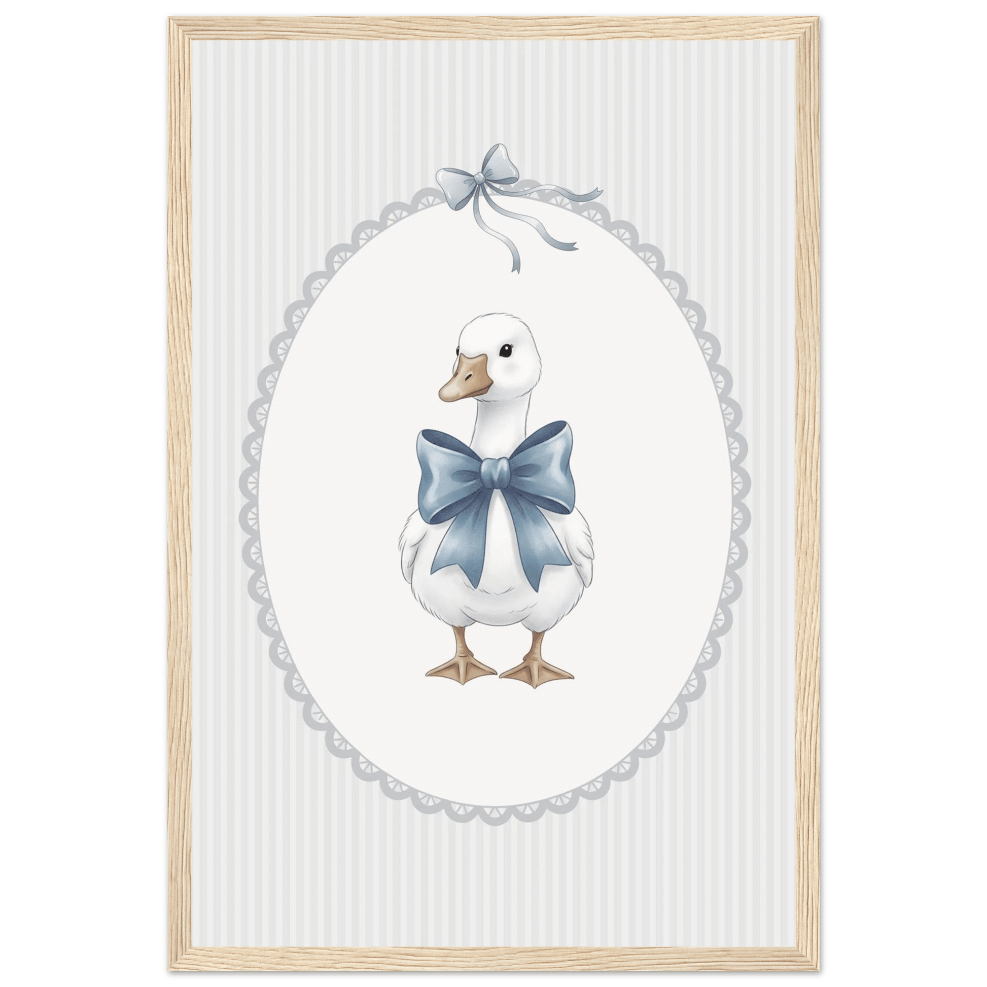 Blue Bow Duck Nursery Poster – Sweet Baby Room Wall Art Print - Evergreen Posters