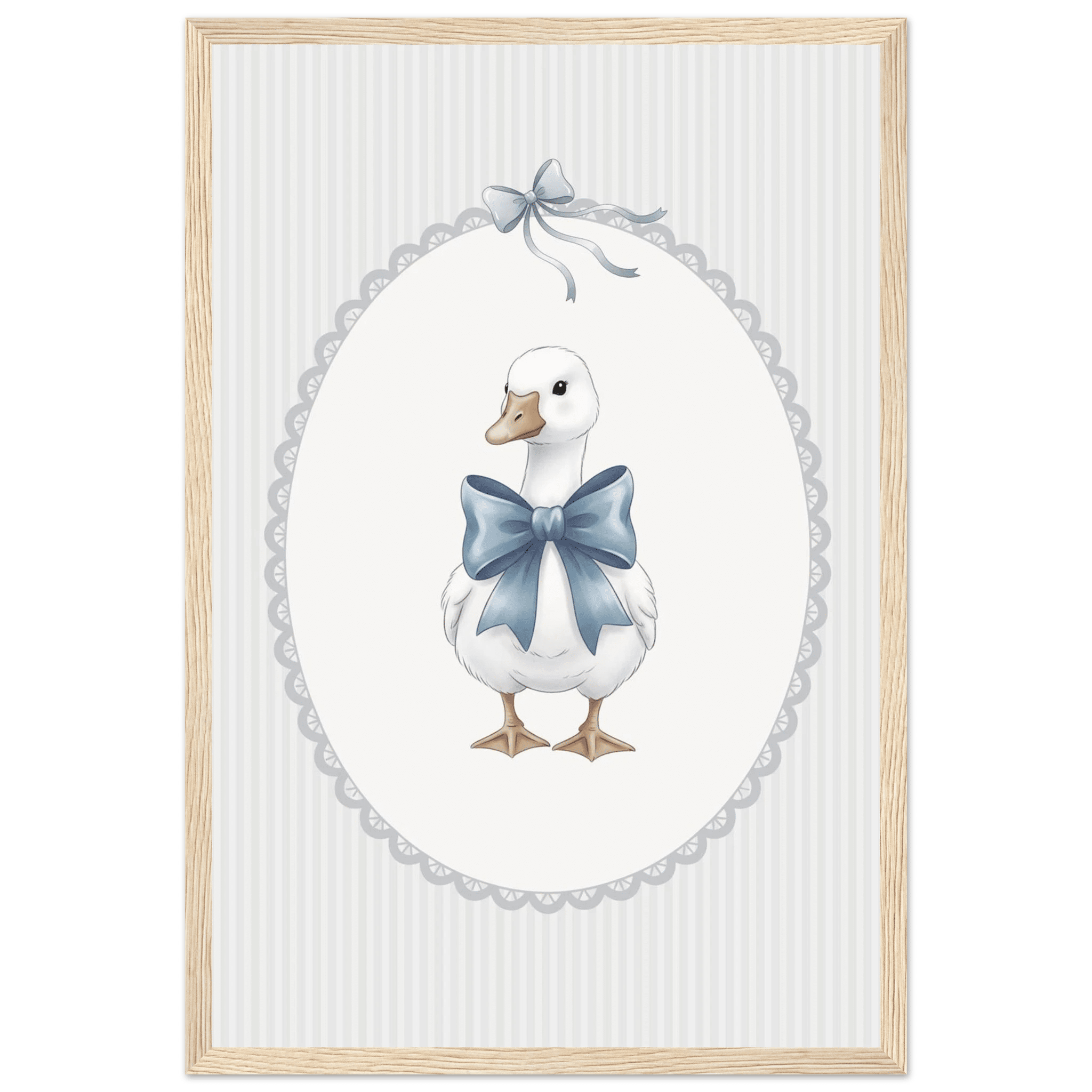 Blue Bow Duck Nursery Poster – Sweet Baby Room Wall Art Print - Evergreen Posters