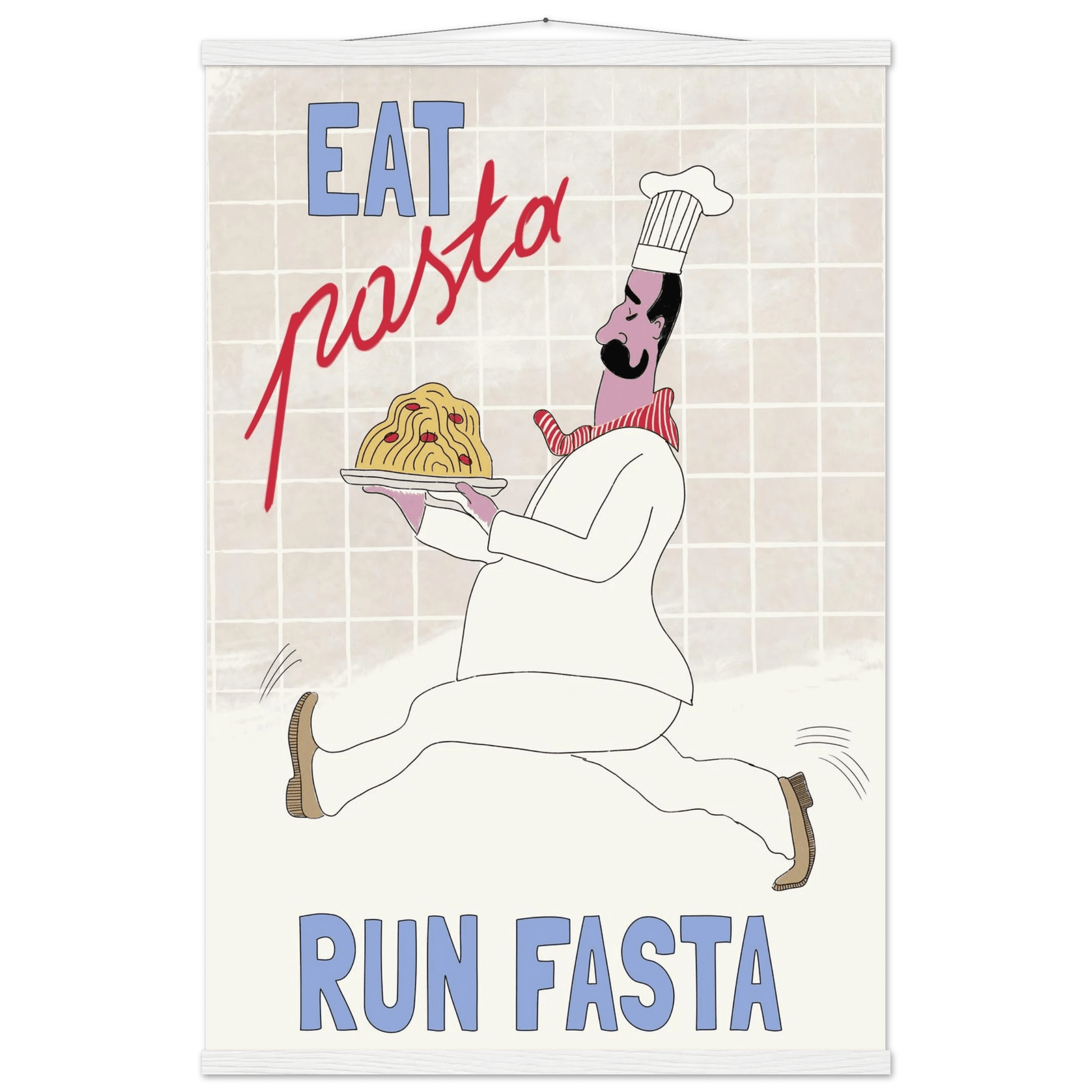 Eat Pasta Run Fasta Poster – Fun Kitchen Wall Art Print (Digital & Printed Options) - Evergreen Posters