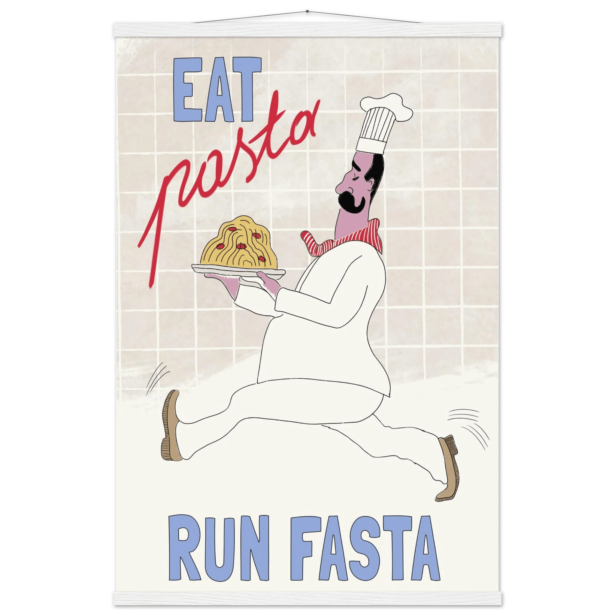 Eat Pasta Run Fasta Poster – Fun Kitchen Wall Art Print (Digital & Printed Options) - Evergreen Posters