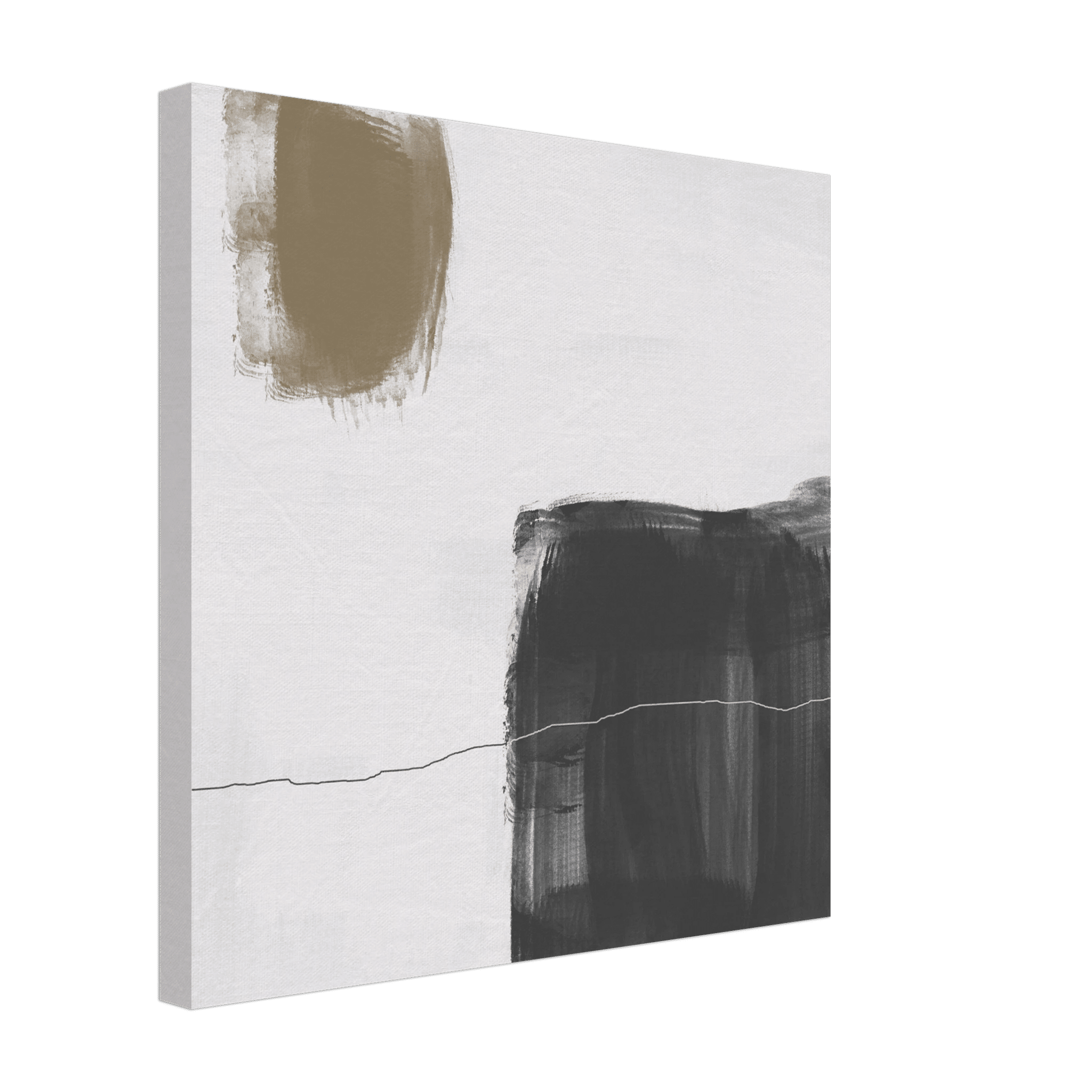 Olive & Black Brushstroke Abstract Poster | Minimalist Square Wall Art | Modern Decor - Evergreen Posters