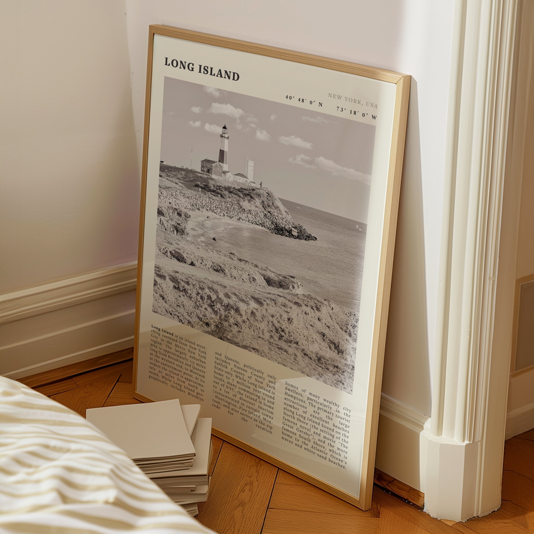 Long Island Poster | Black & White Montauk Lighthouse Wall Art | New York Print - Evergreen Posters