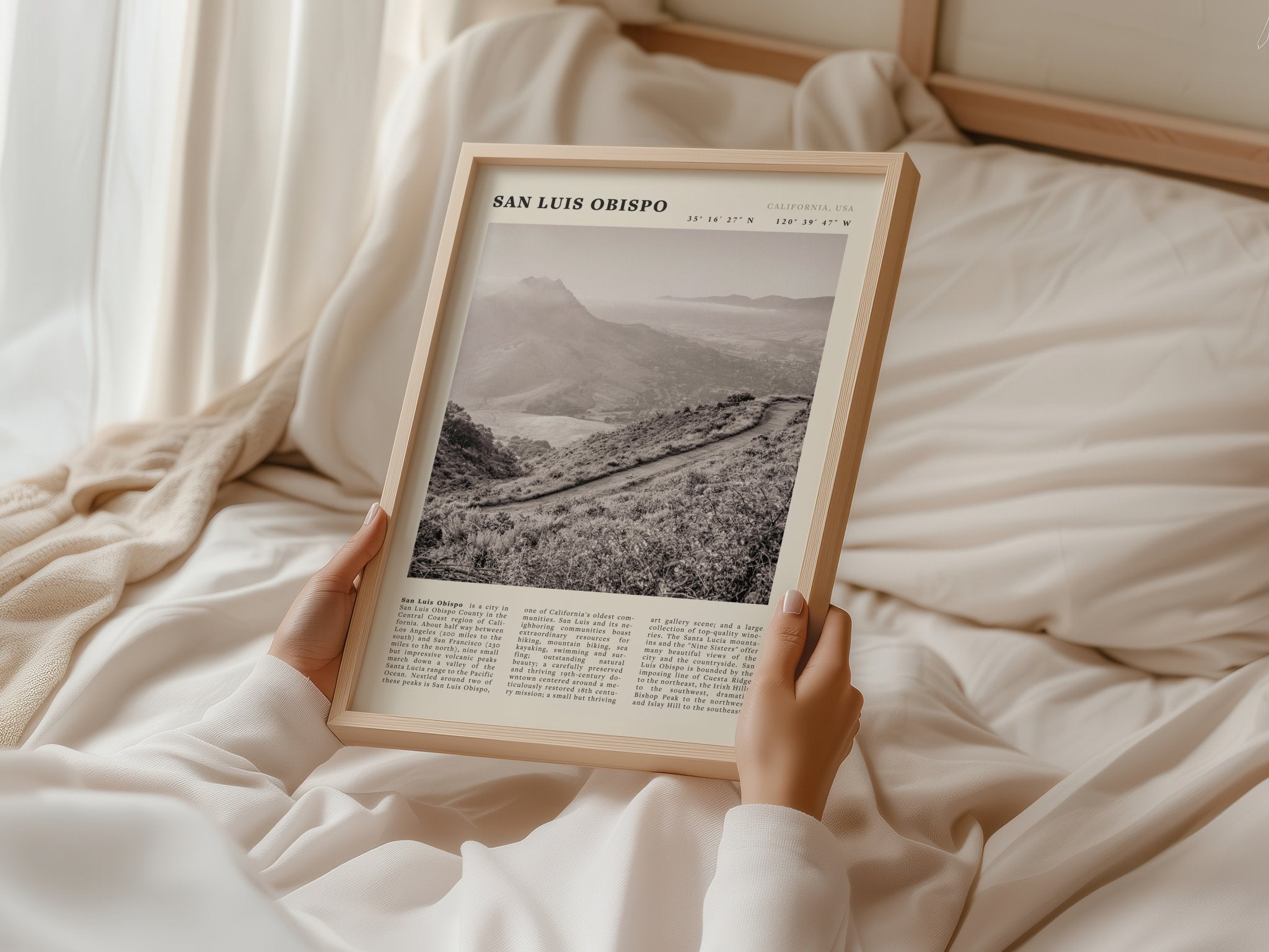 San Luis Obispo Poster | Black & White California Wall Art | SLO Travel Print - Evergreen Posters