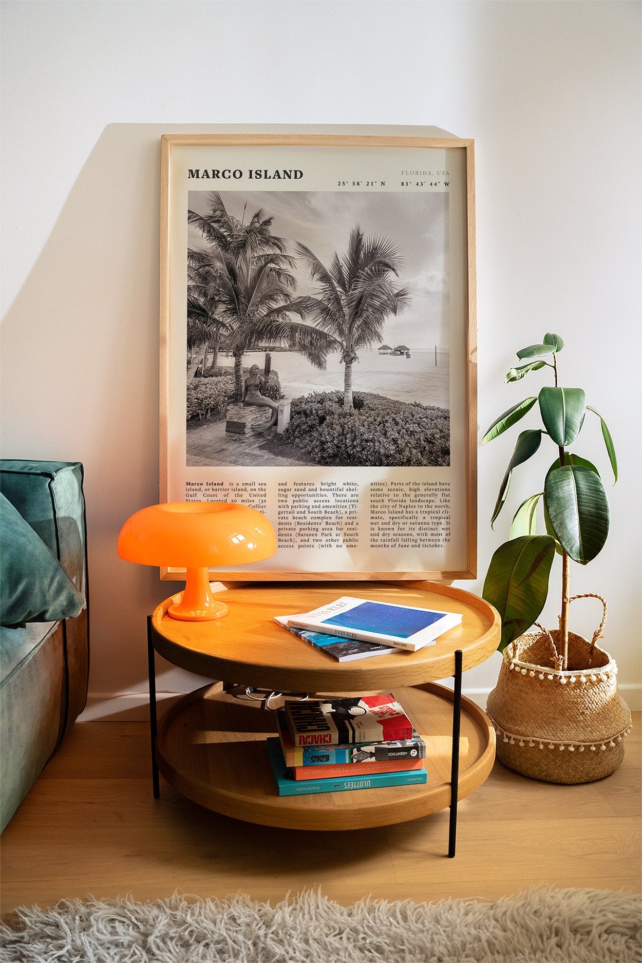 Marco Island Poster | Black & White Florida Beach Wall Art | Coastal Travel Print - Evergreen Posters