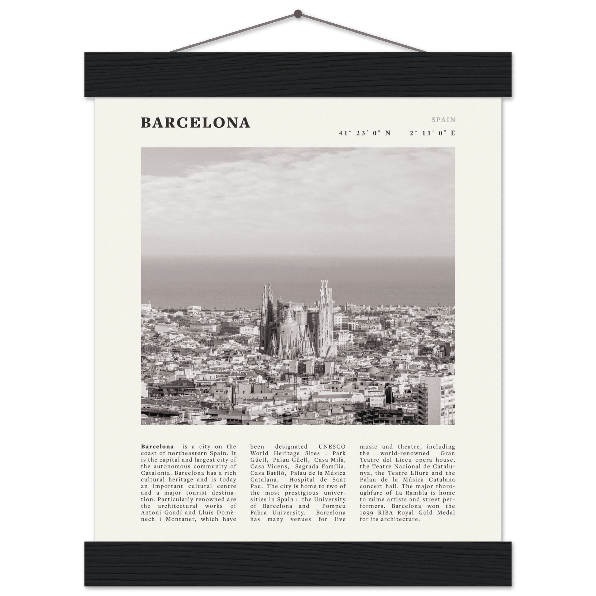Barcelona Poster | Black & White Sagrada Familia Wall Art | Spain Travel Print - Evergreen Posters