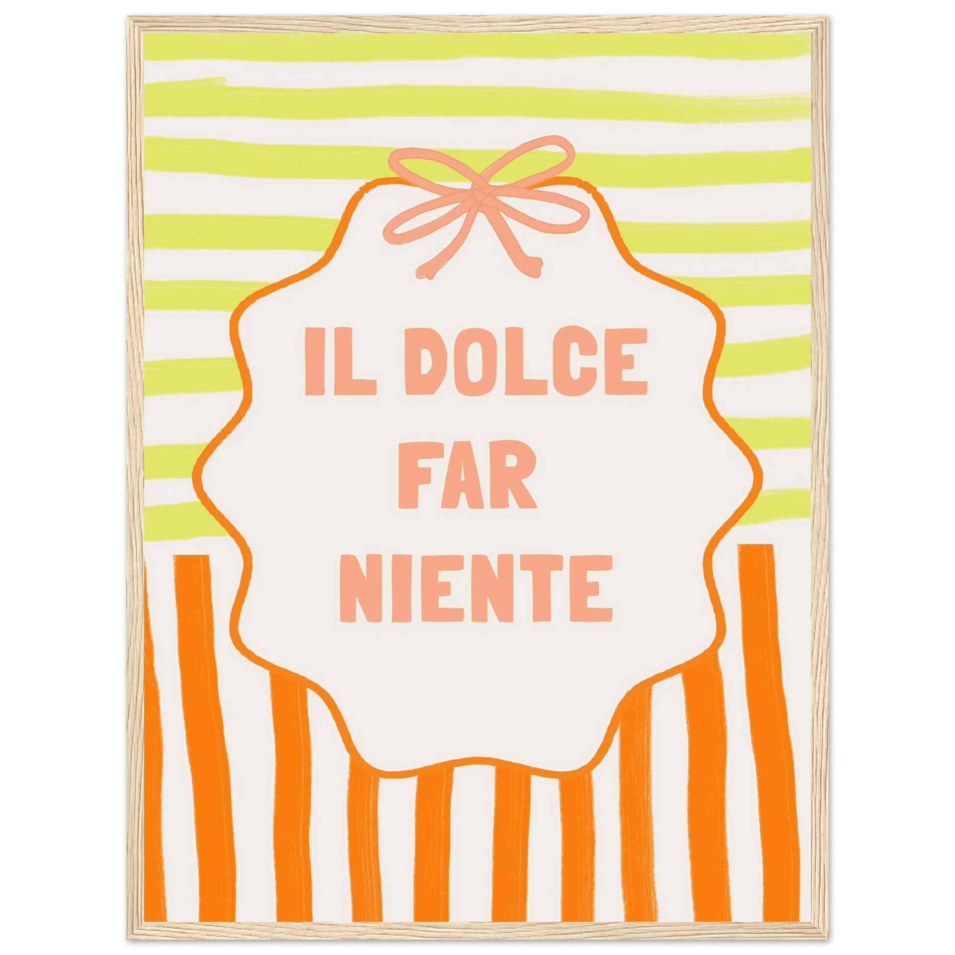 Il Dolce Far Niente Italian Print | Coquette Stripe Wall Art - Evergreen Posters