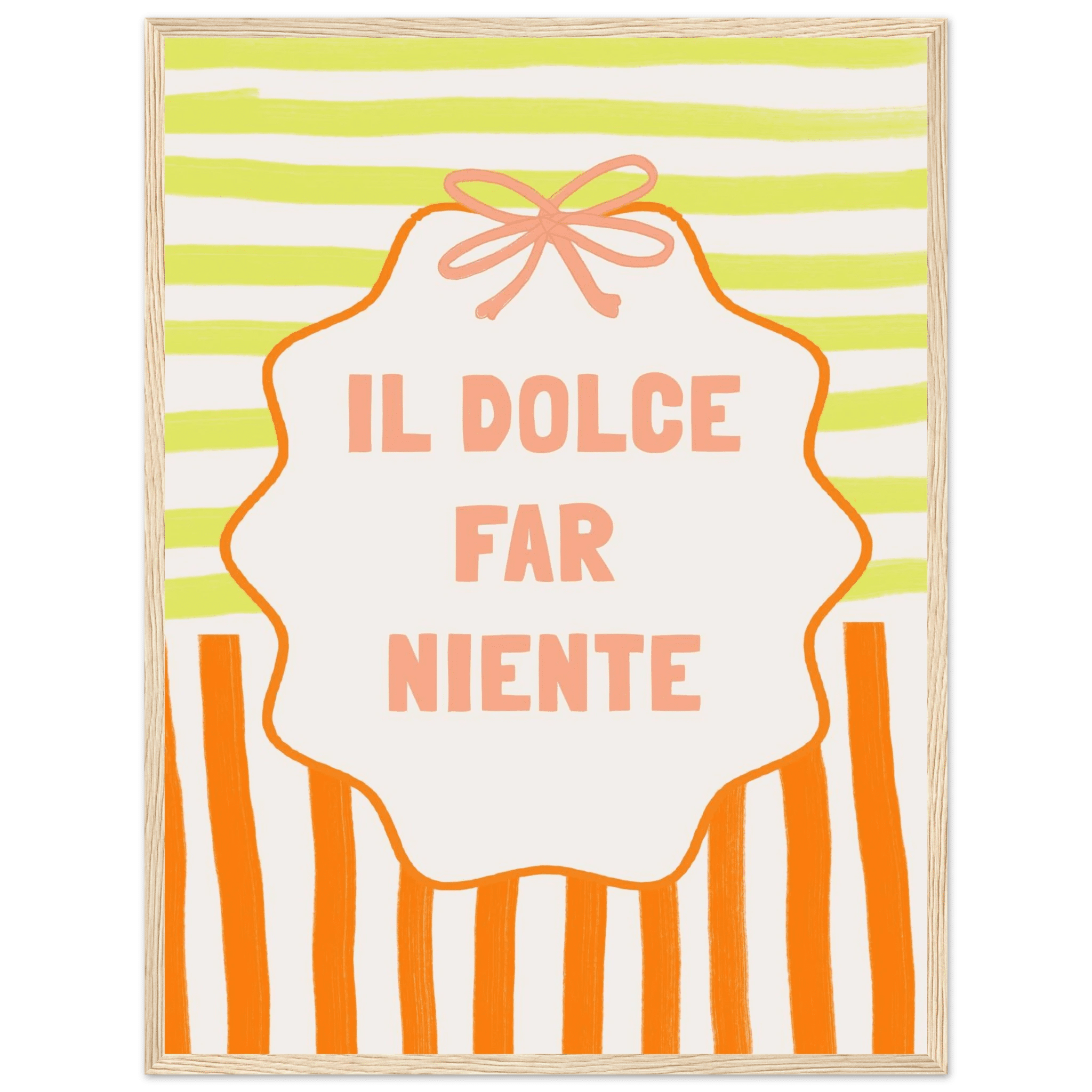 Il Dolce Far Niente Italian Print | Coquette Stripe Wall Art - Evergreen Posters
