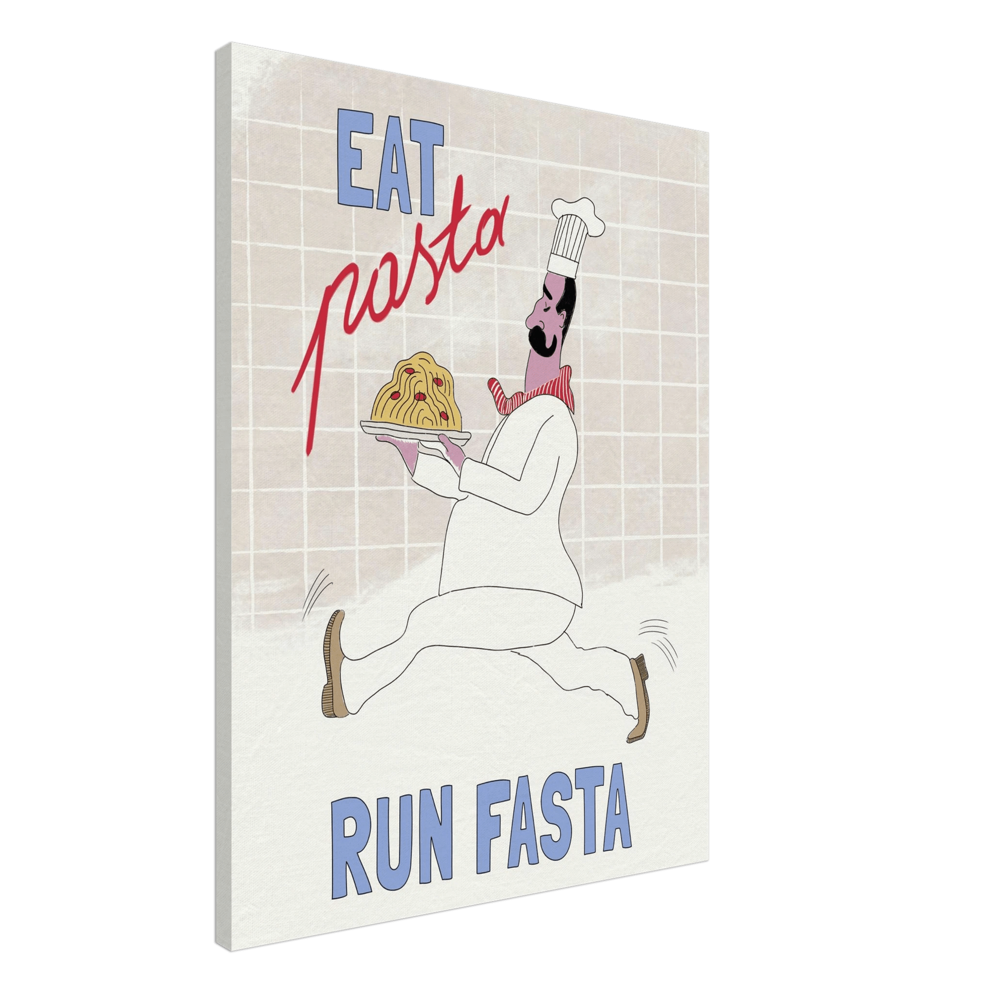 Eat Pasta Run Fasta Poster – Fun Kitchen Wall Art Print (Digital & Printed Options) - Evergreen Posters
