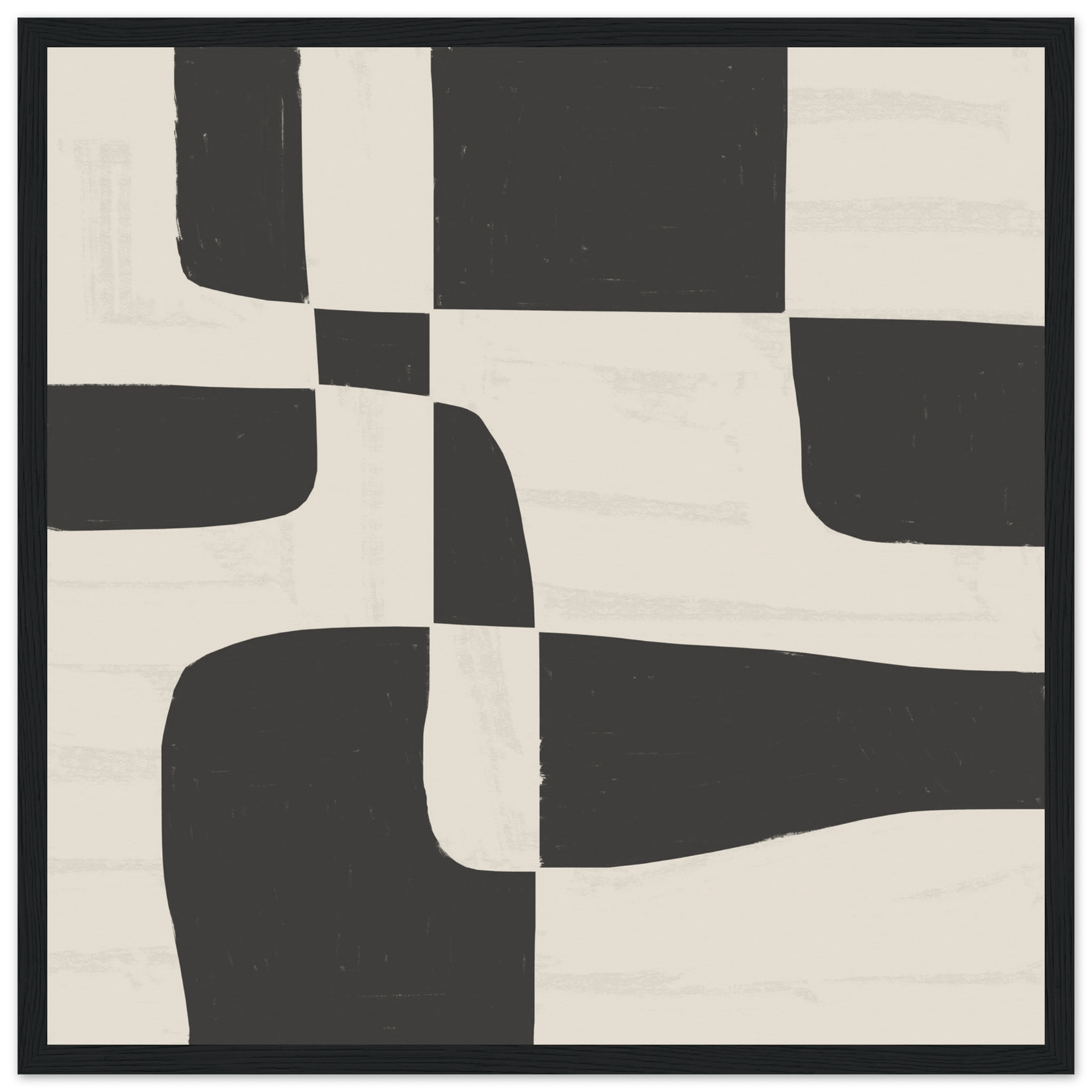 Black & White Abstract Poster | Minimalist Geometric Wall Art | Modern Living Room Print - Evergreen Posters