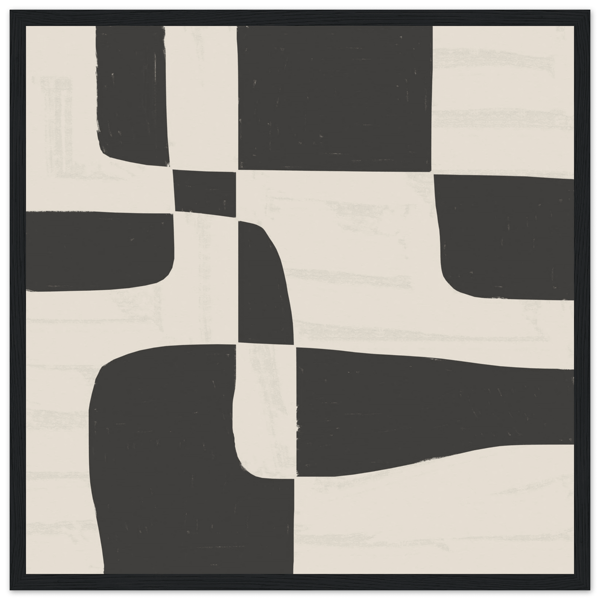Black & White Abstract Poster | Minimalist Geometric Wall Art | Modern Living Room Print - Evergreen Posters