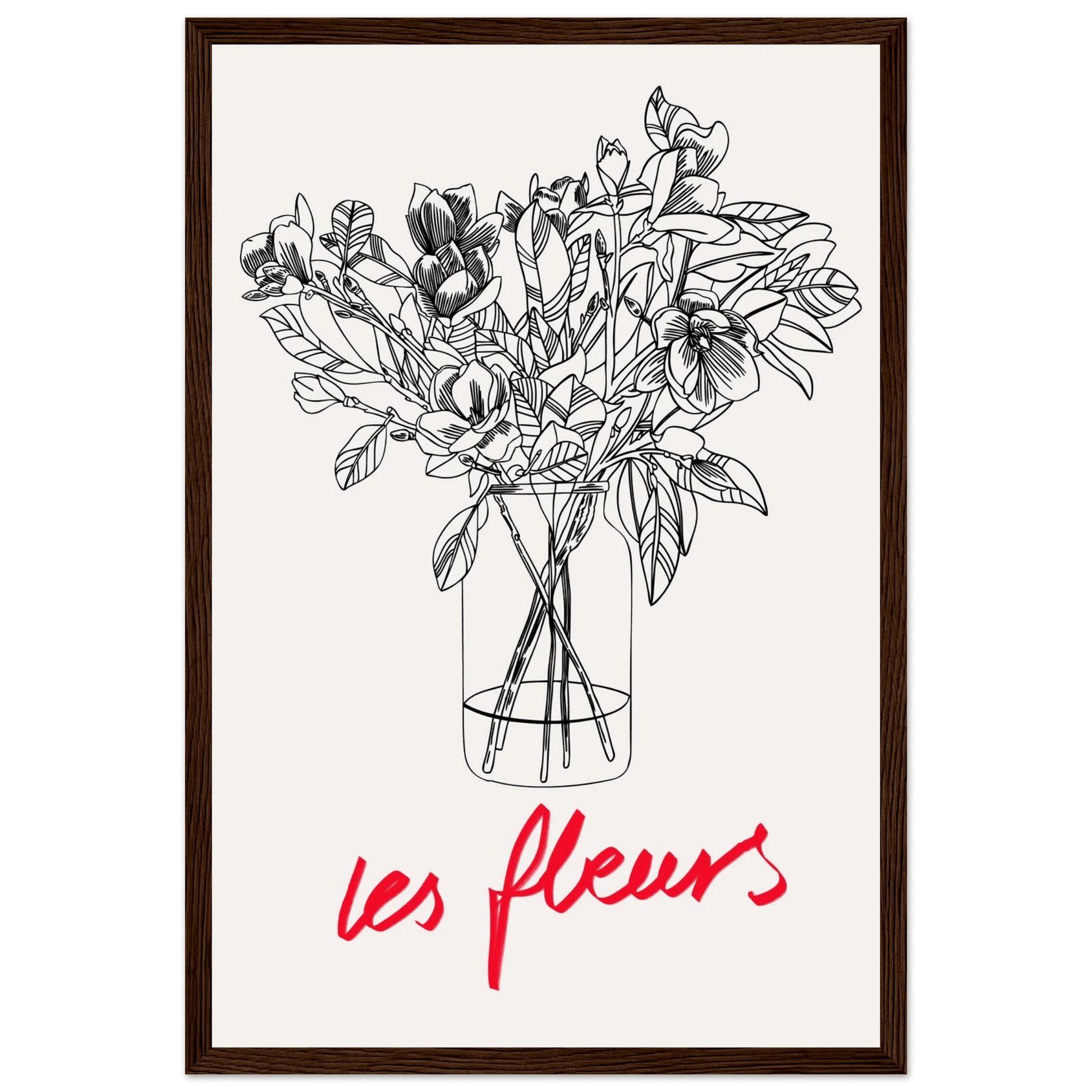 Les Fleurs Botanical Poster | French Flower Line Art Print | Minimalist Floral Wall Decor - Evergreen Posters