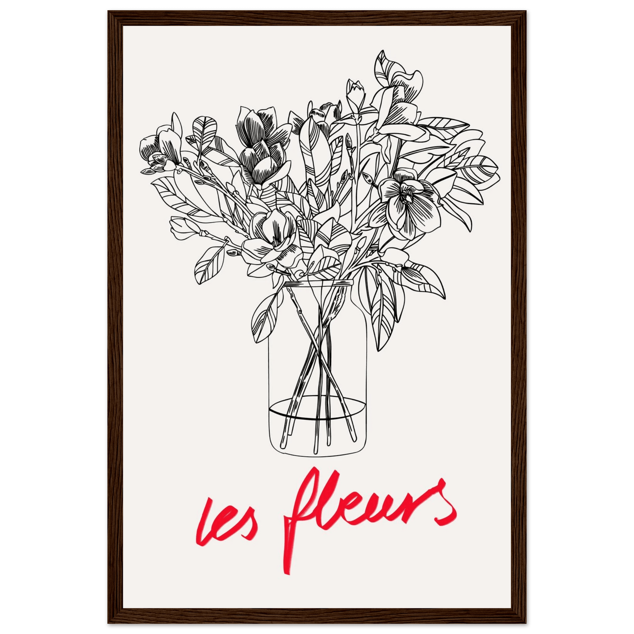 Les Fleurs Botanical Poster | French Flower Line Art Print | Minimalist Floral Wall Decor - Evergreen Posters
