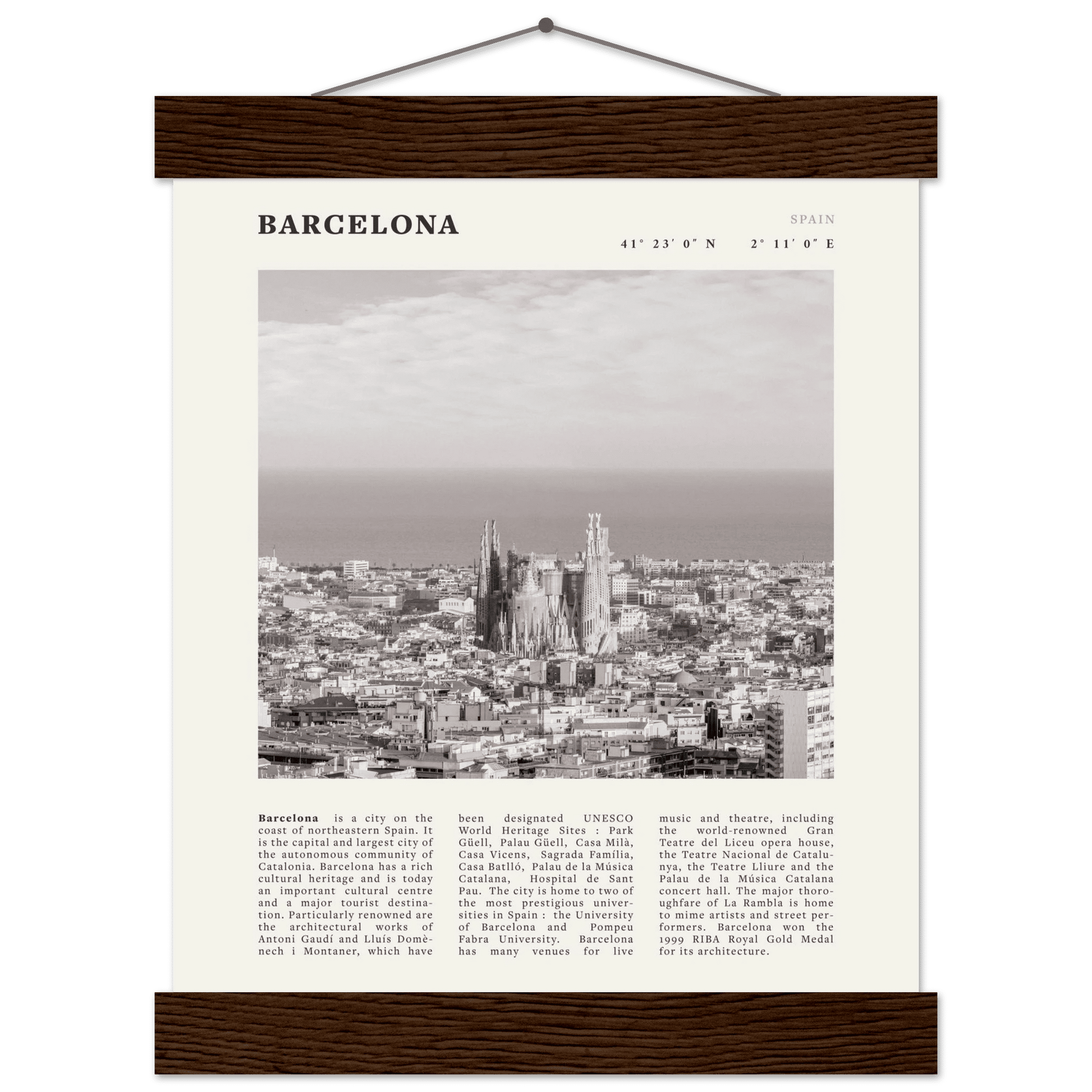 Barcelona Poster | Black & White Sagrada Familia Wall Art | Spain Travel Print - Evergreen Posters