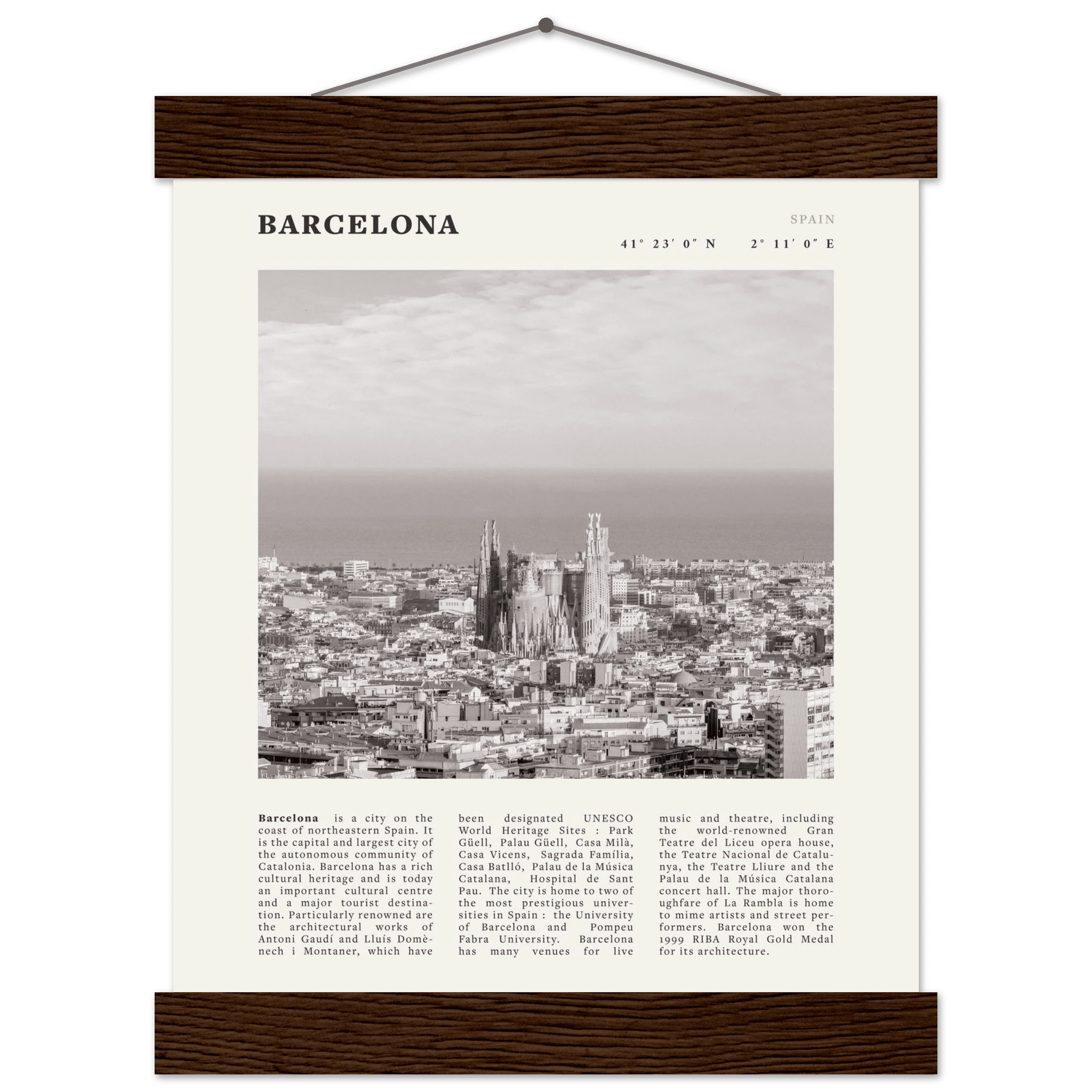 Barcelona Poster | Black & White Sagrada Familia Wall Art | Spain Travel Print - Evergreen Posters