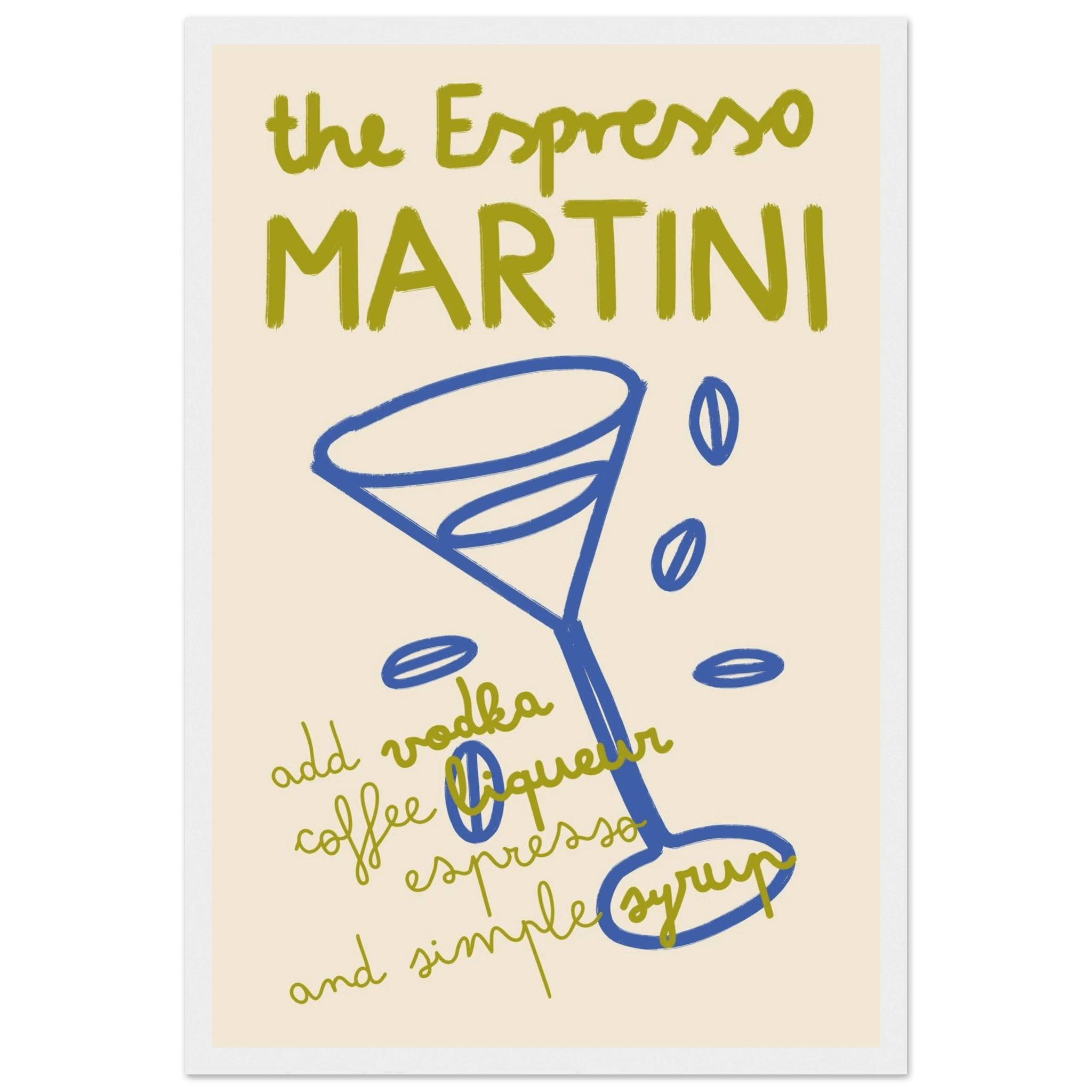 Espresso Martini Print | Cocktail Recipe Wall Art | Kitchen Bar Poster - Evergreen Posters