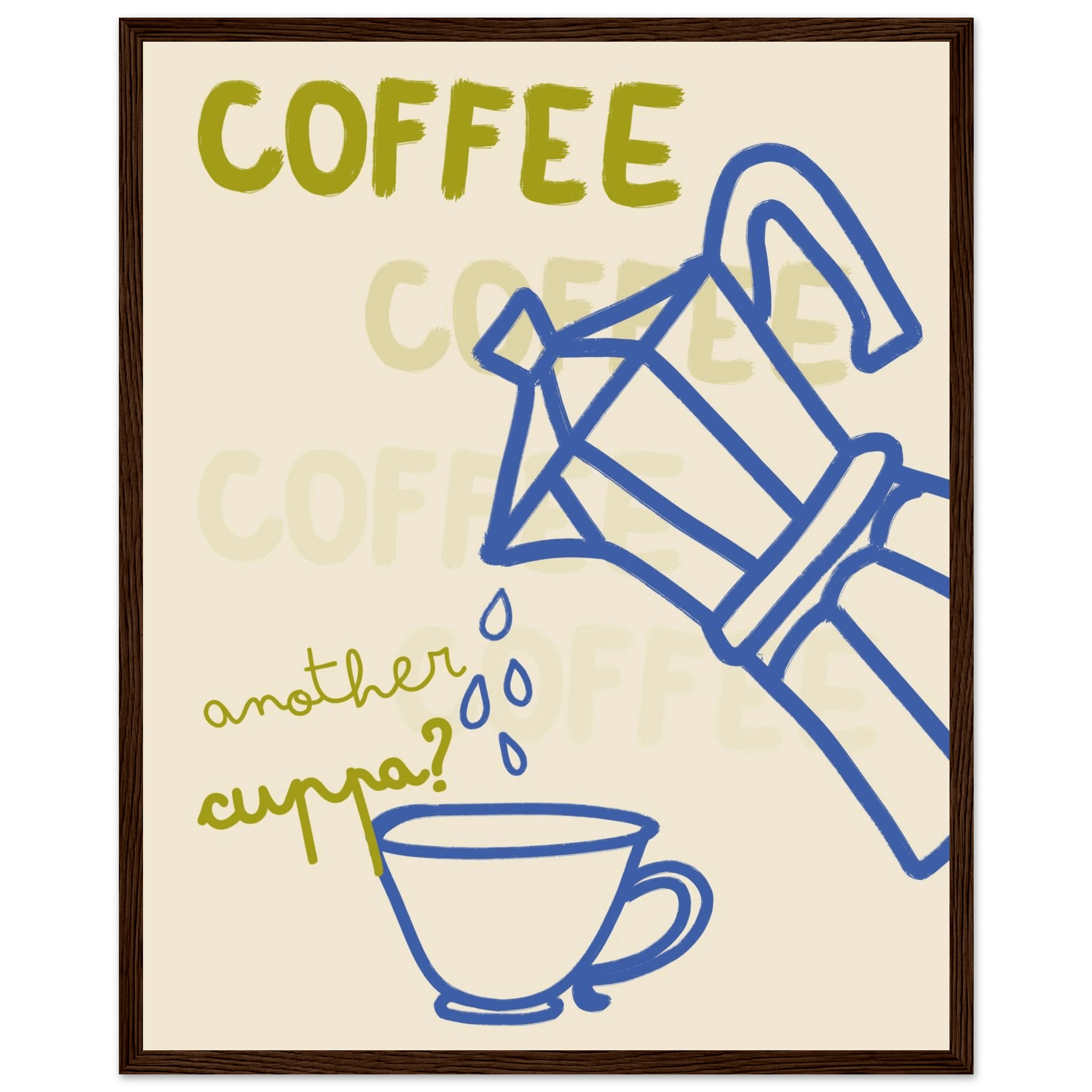 Coffee Print | Another Cuppa Moka Pot Wall Art | Kitchen Coffee Poster - Evergreen Posters