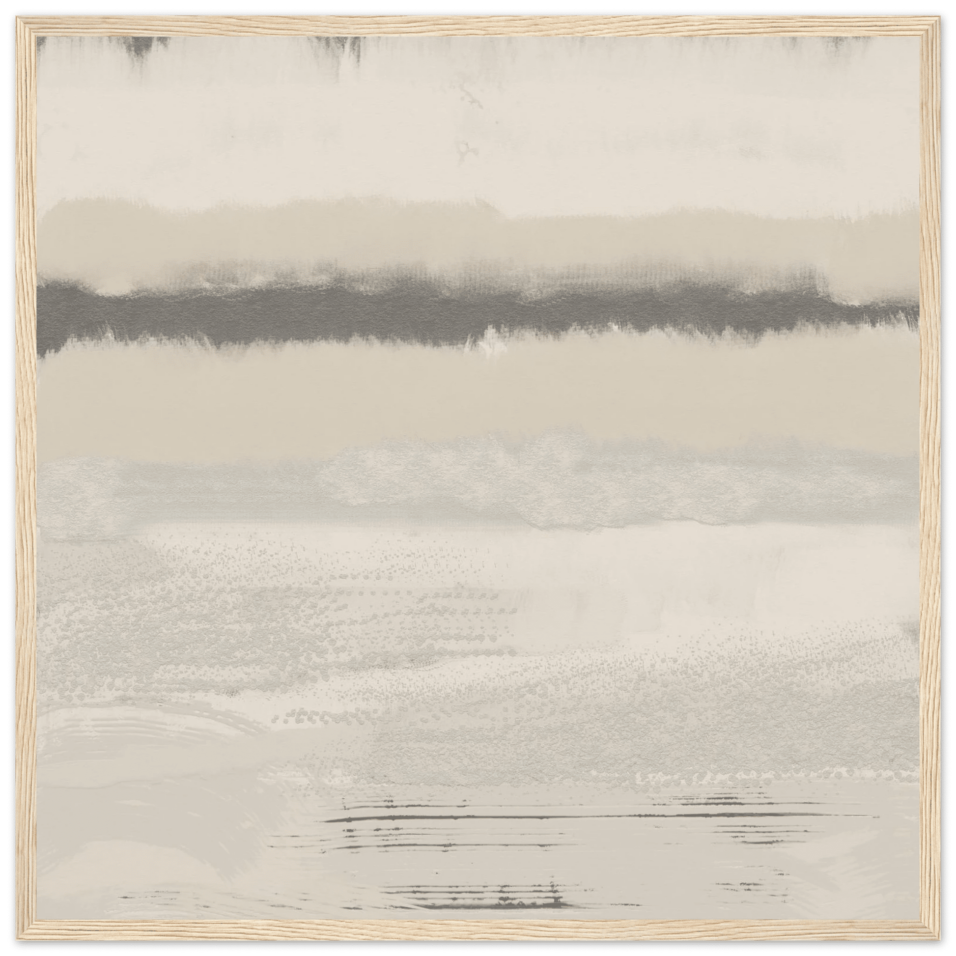 Misty Abstract Poster | Beige & Grey Textured Wall Art | Minimalist Square Print - Evergreen Posters