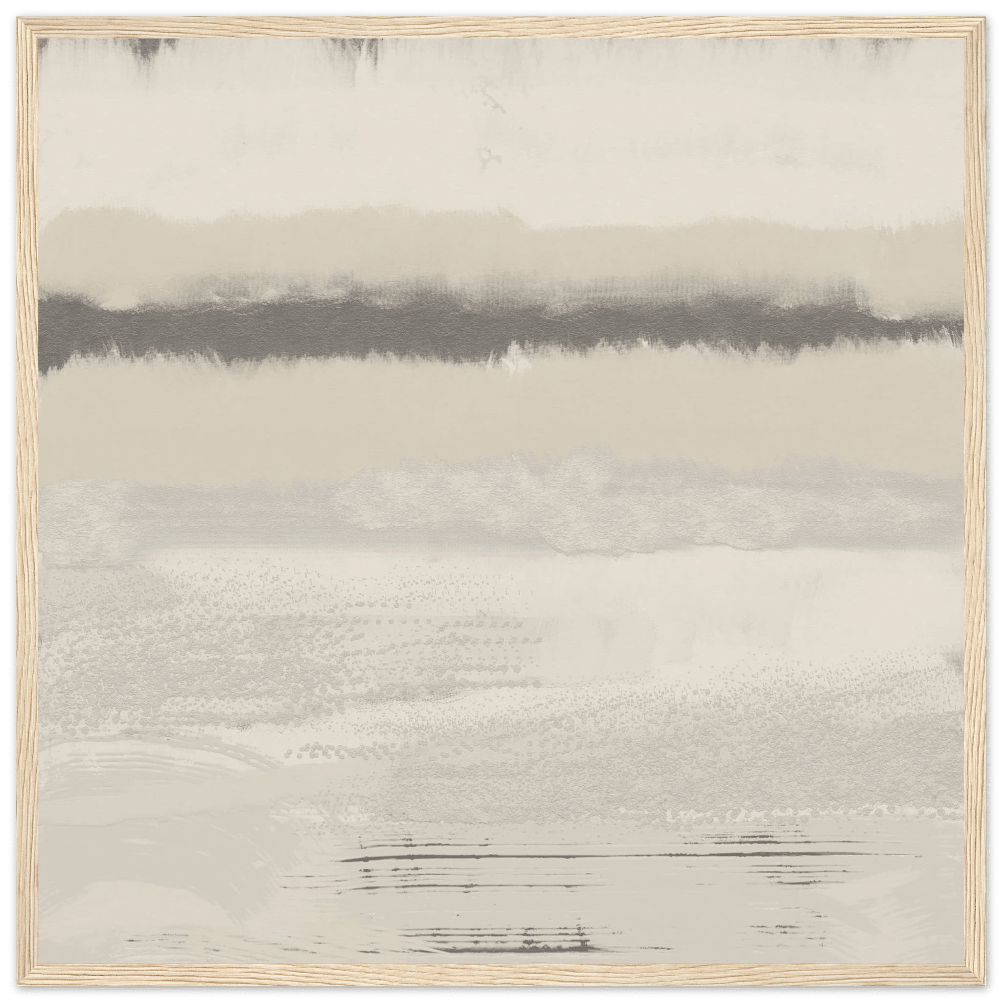 Misty Abstract Poster | Beige & Grey Textured Wall Art | Minimalist Square Print - Evergreen Posters