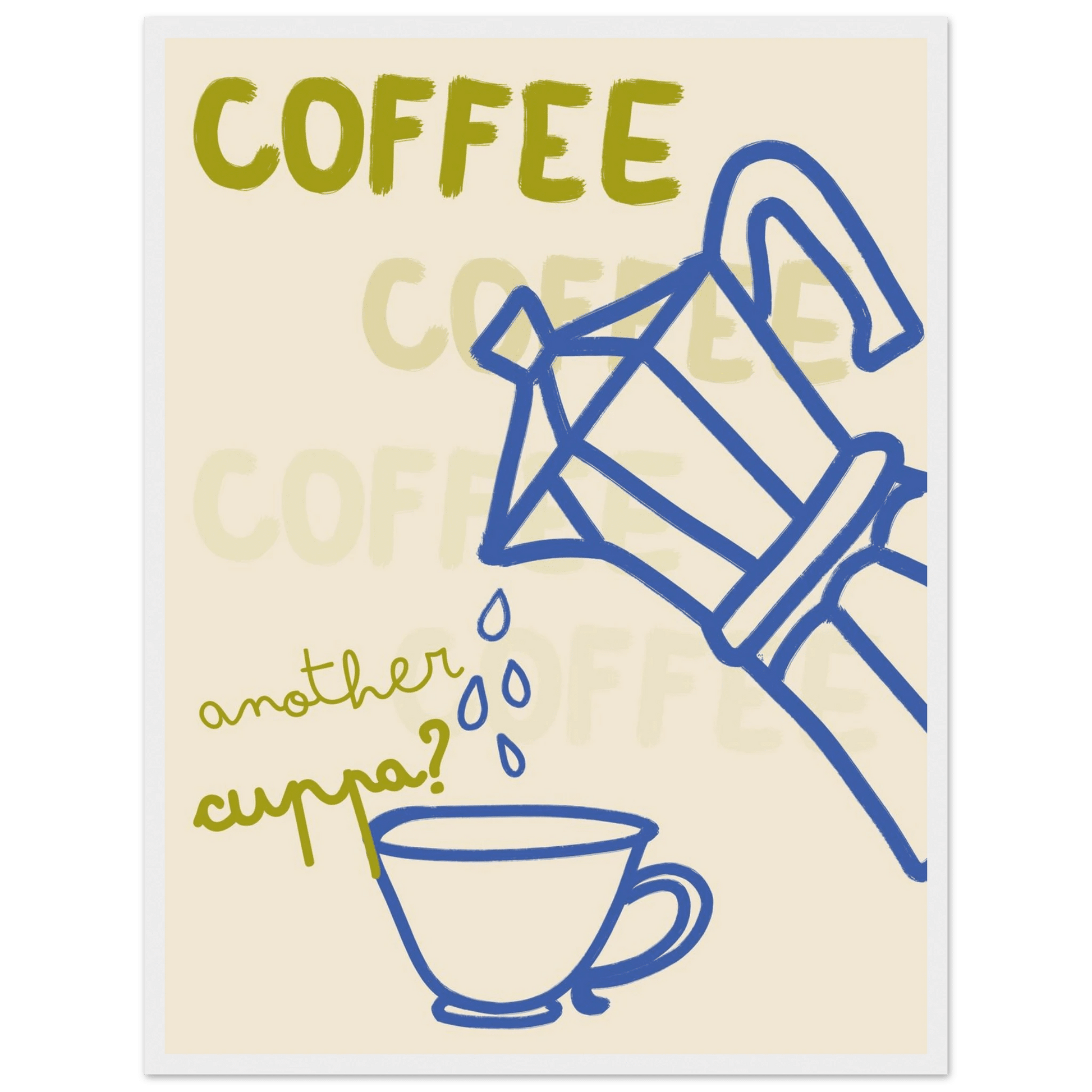 Coffee Print | Another Cuppa Moka Pot Wall Art | Kitchen Coffee Poster - Evergreen Posters
