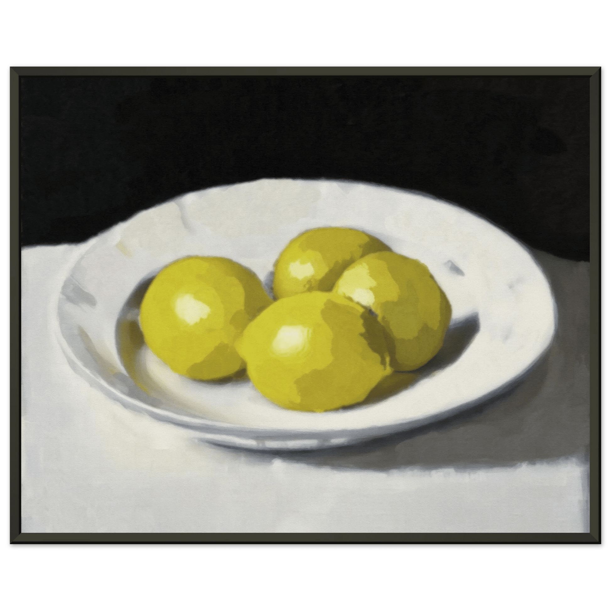 Lemons Print | Three Lemons Oil Painting Wall Art | Kitchen Still Life Poster - Evergreen Posters