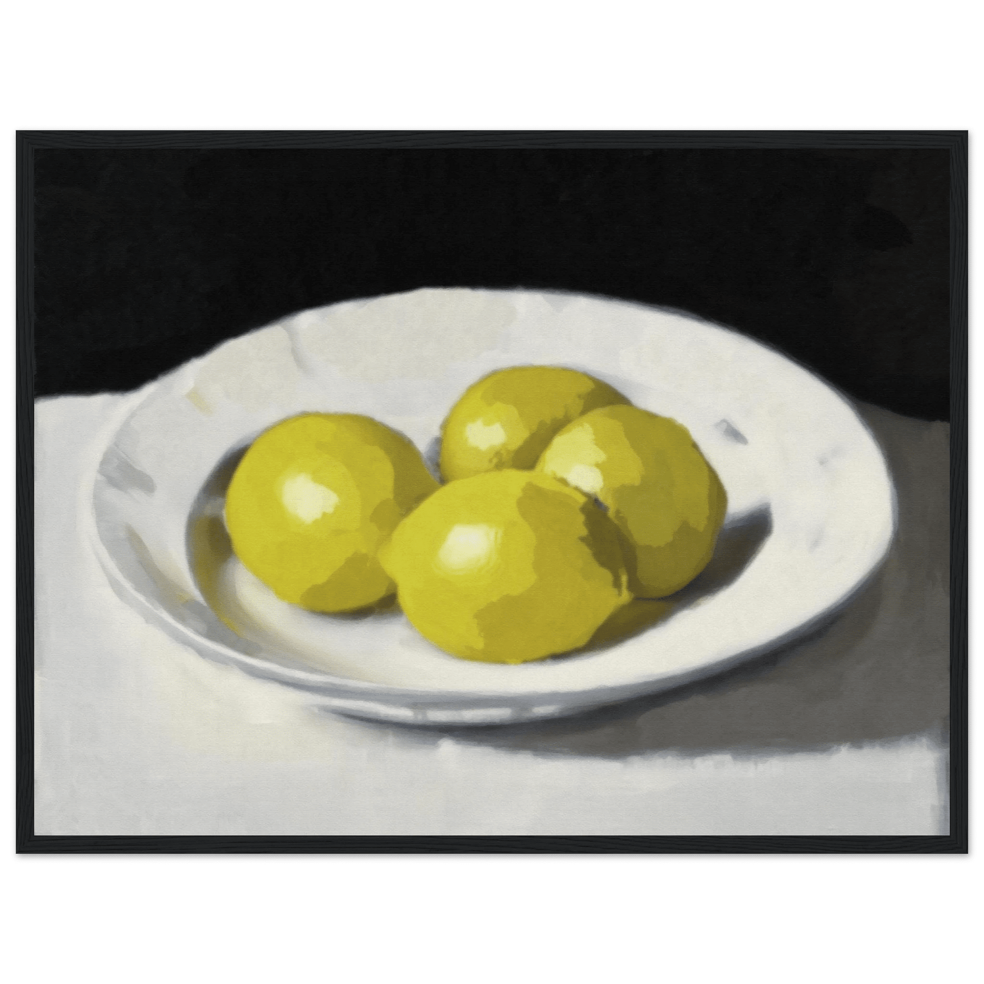 Lemons Print | Three Lemons Oil Painting Wall Art | Kitchen Still Life Poster - Evergreen Posters