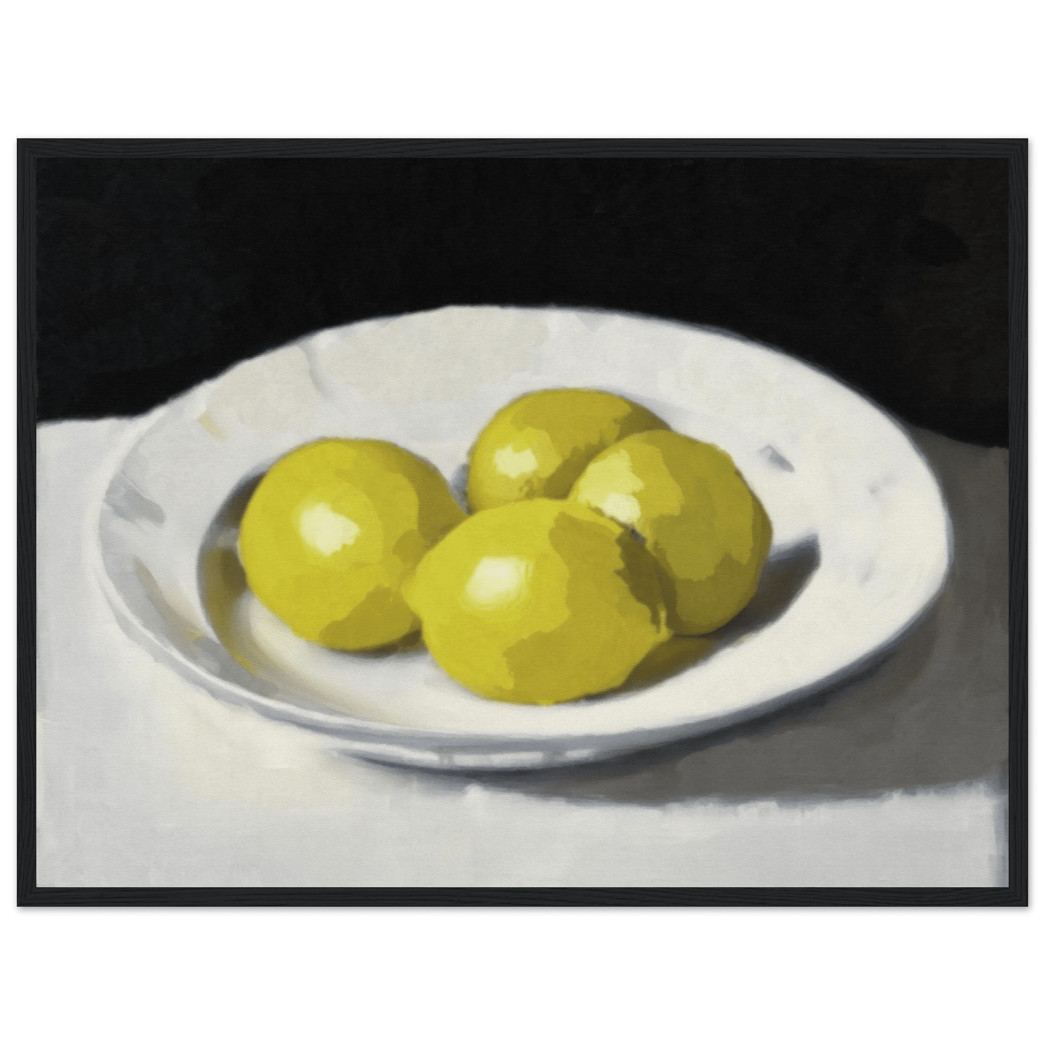Lemons Print | Three Lemons Oil Painting Wall Art | Kitchen Still Life Poster - Evergreen Posters