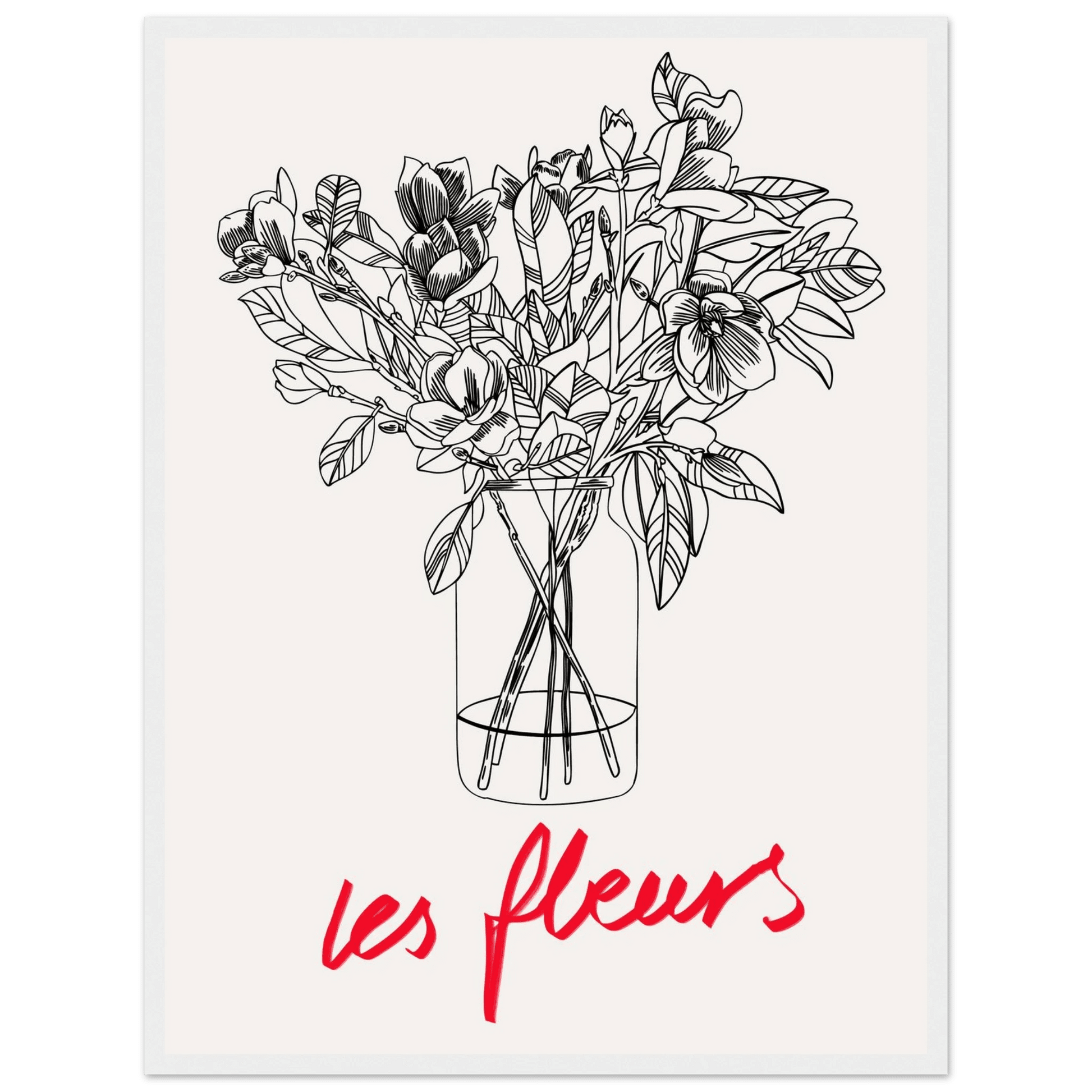 Les Fleurs Botanical Poster | French Flower Line Art Print | Minimalist Floral Wall Decor - Evergreen Posters