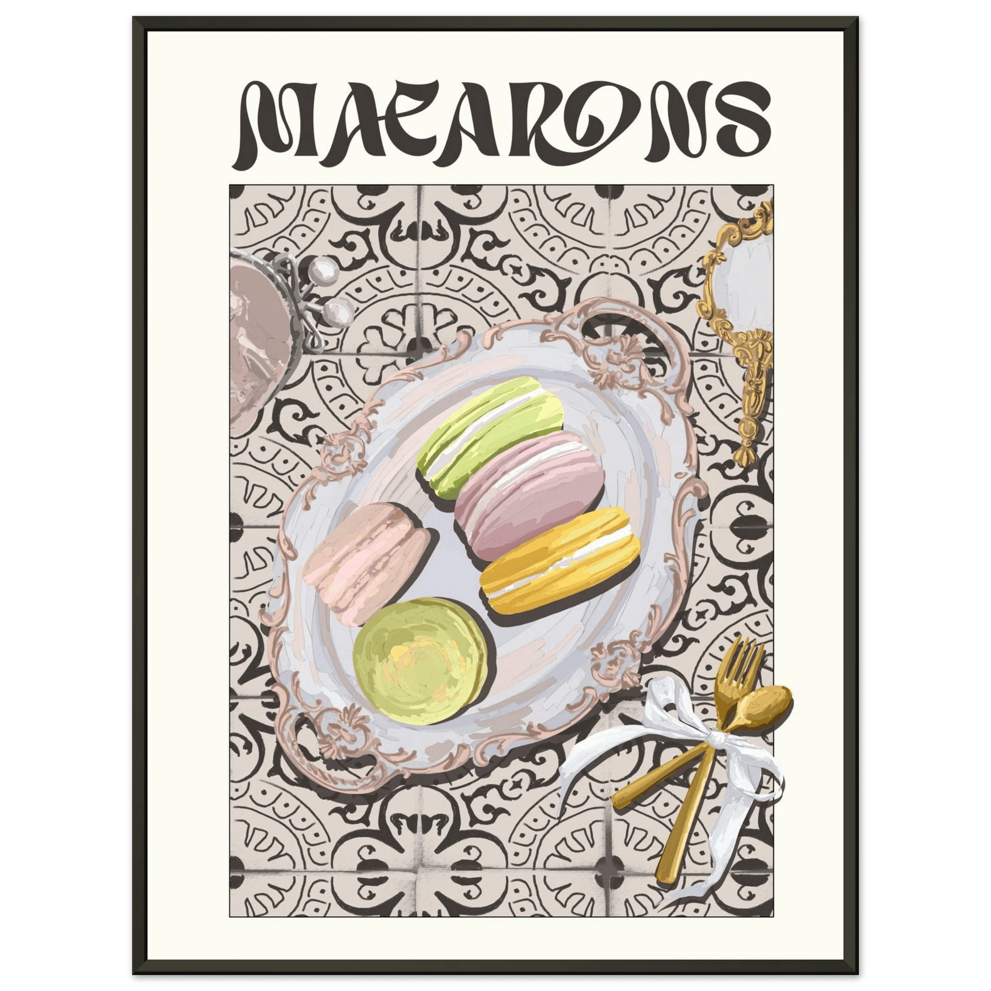 Macarons Poster – Playful French Patisserie Kitchen Wall Art Print (Digital & Printed Options) - Evergreen Posters