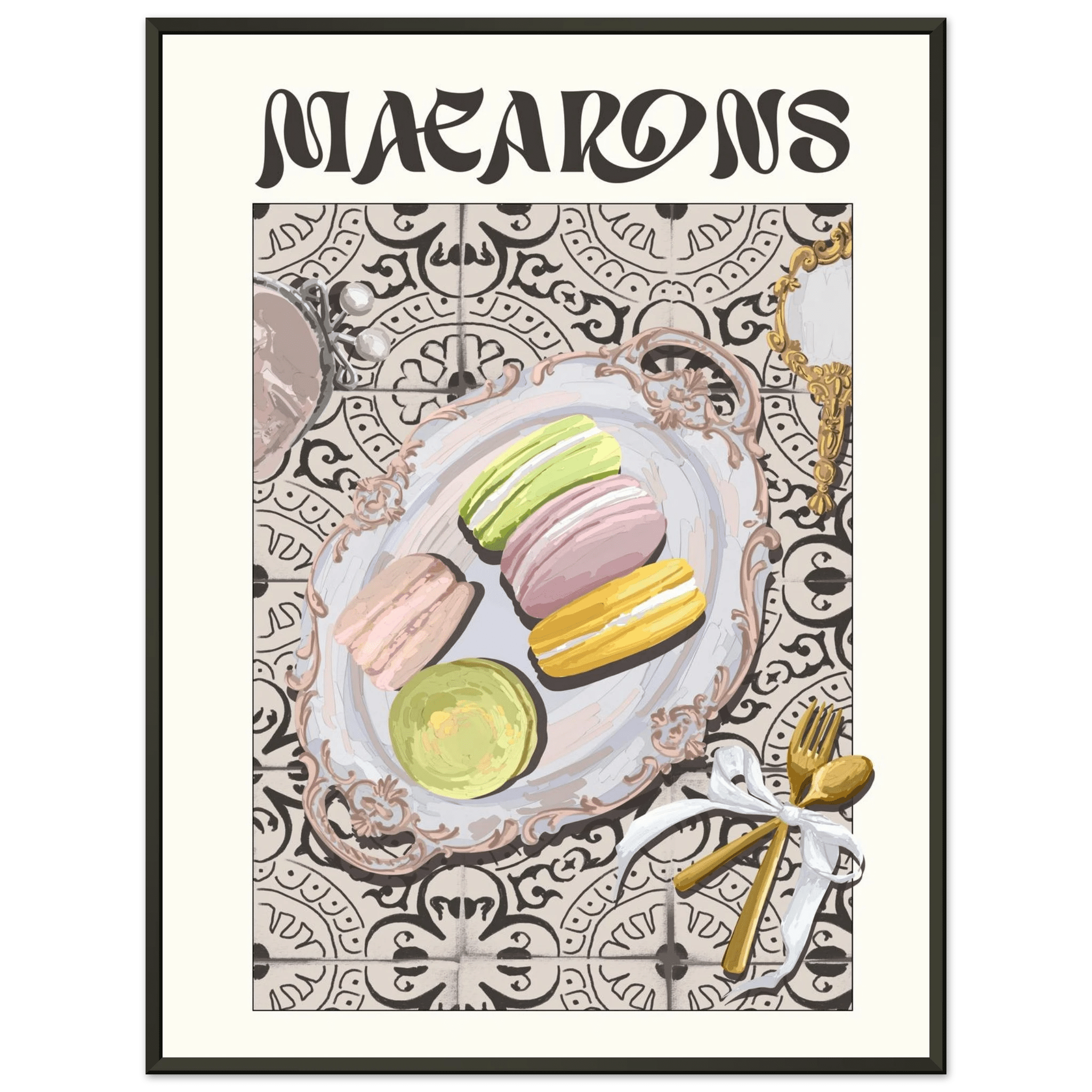 Macarons Poster – Playful French Patisserie Kitchen Wall Art Print (Digital & Printed Options) - Evergreen Posters