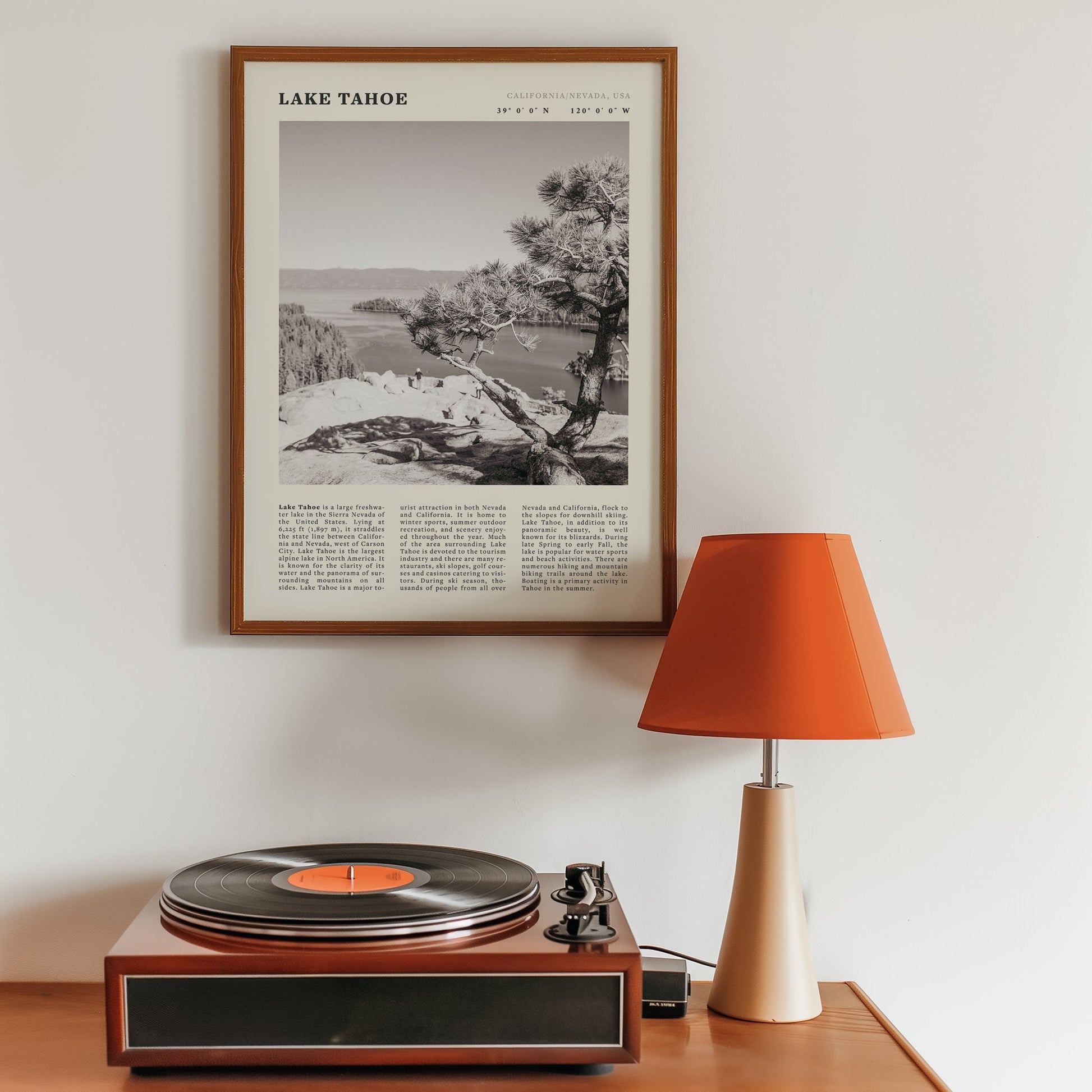 Lake Tahoe Poster | Black & White California Nevada Wall Art | Nature Travel Print Decor - Evergreen Posters
