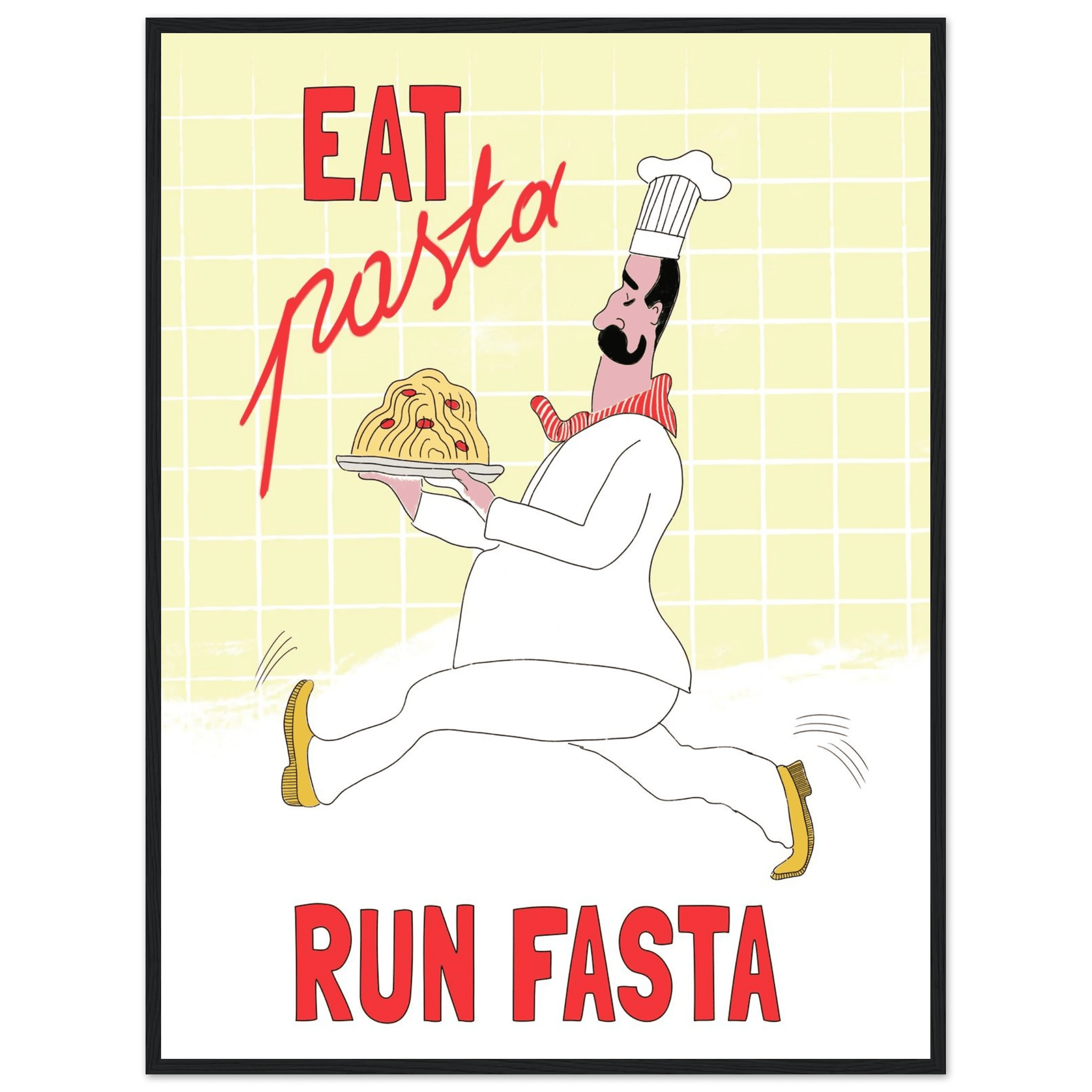 Eat Pasta Run Fasta Poster – Playful Kitchen Wall Art Print (Digital & Printed Options) - Evergreen Posters