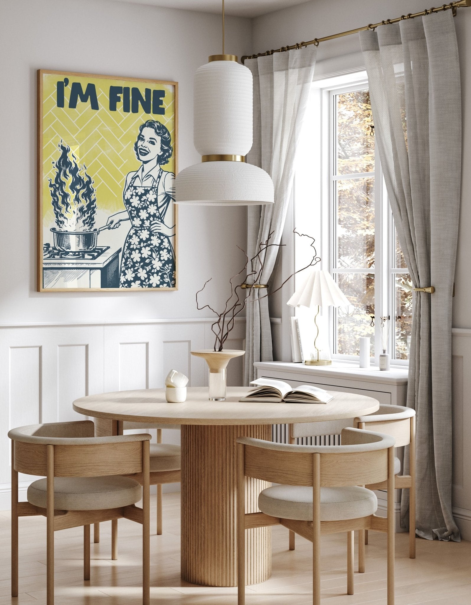 I'm Fine Poster – Funny Retro Kitchen Wall Art Print (Digital & Printed Options) - Evergreen Posters