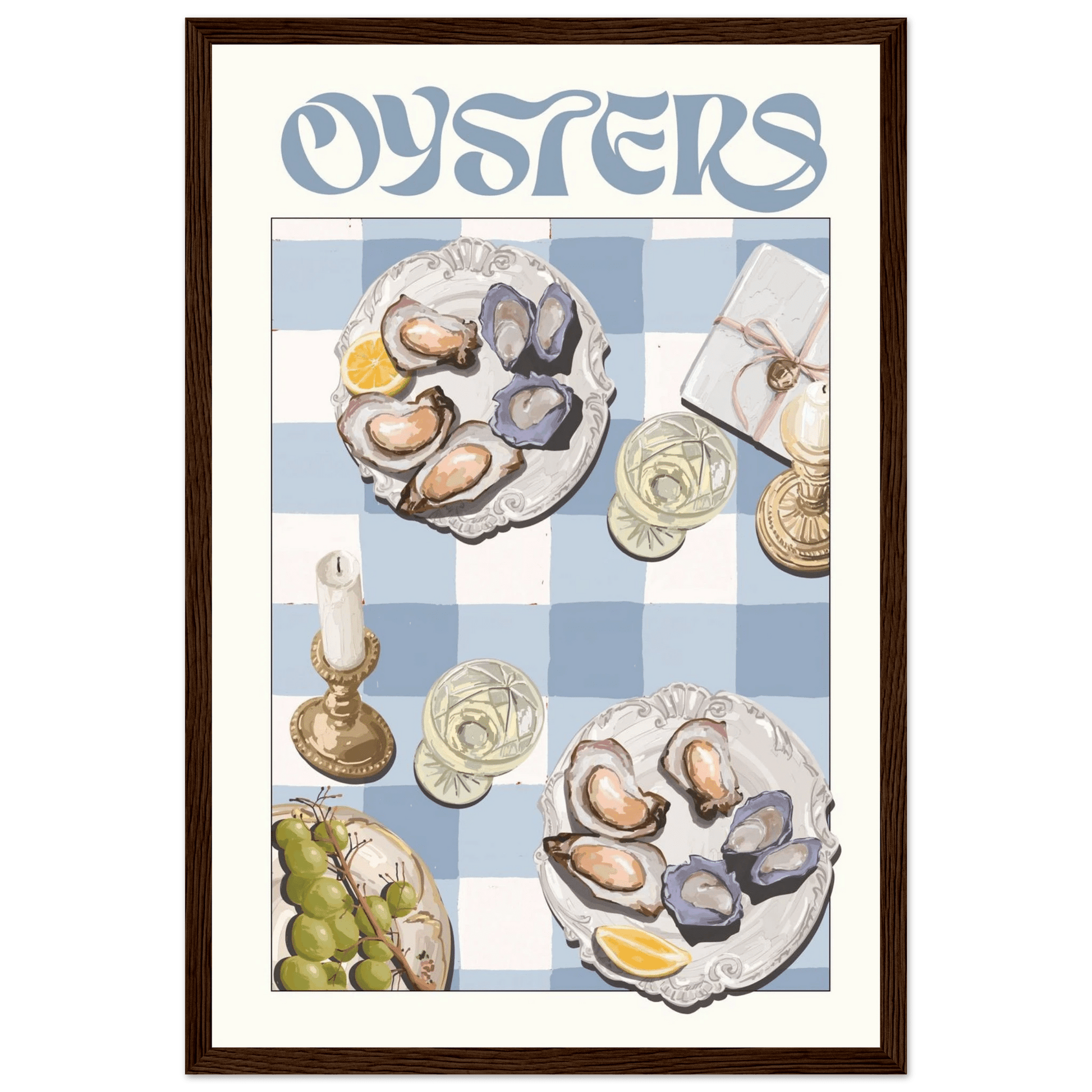 Oysters Poster – Playful Seafood Kitchen Wall Art Print (Digital & Printed Options) - Evergreen Posters