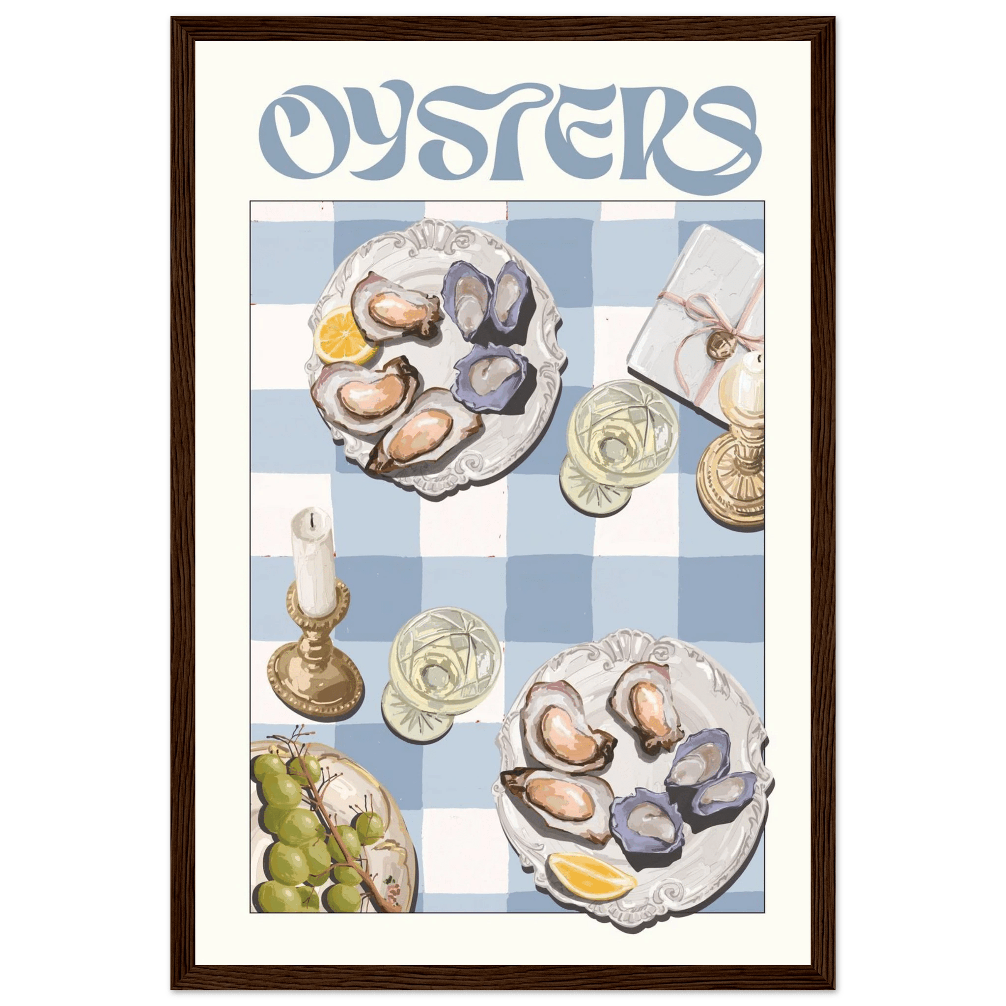 Oysters Poster – Playful Seafood Kitchen Wall Art Print (Digital & Printed Options) - Evergreen Posters
