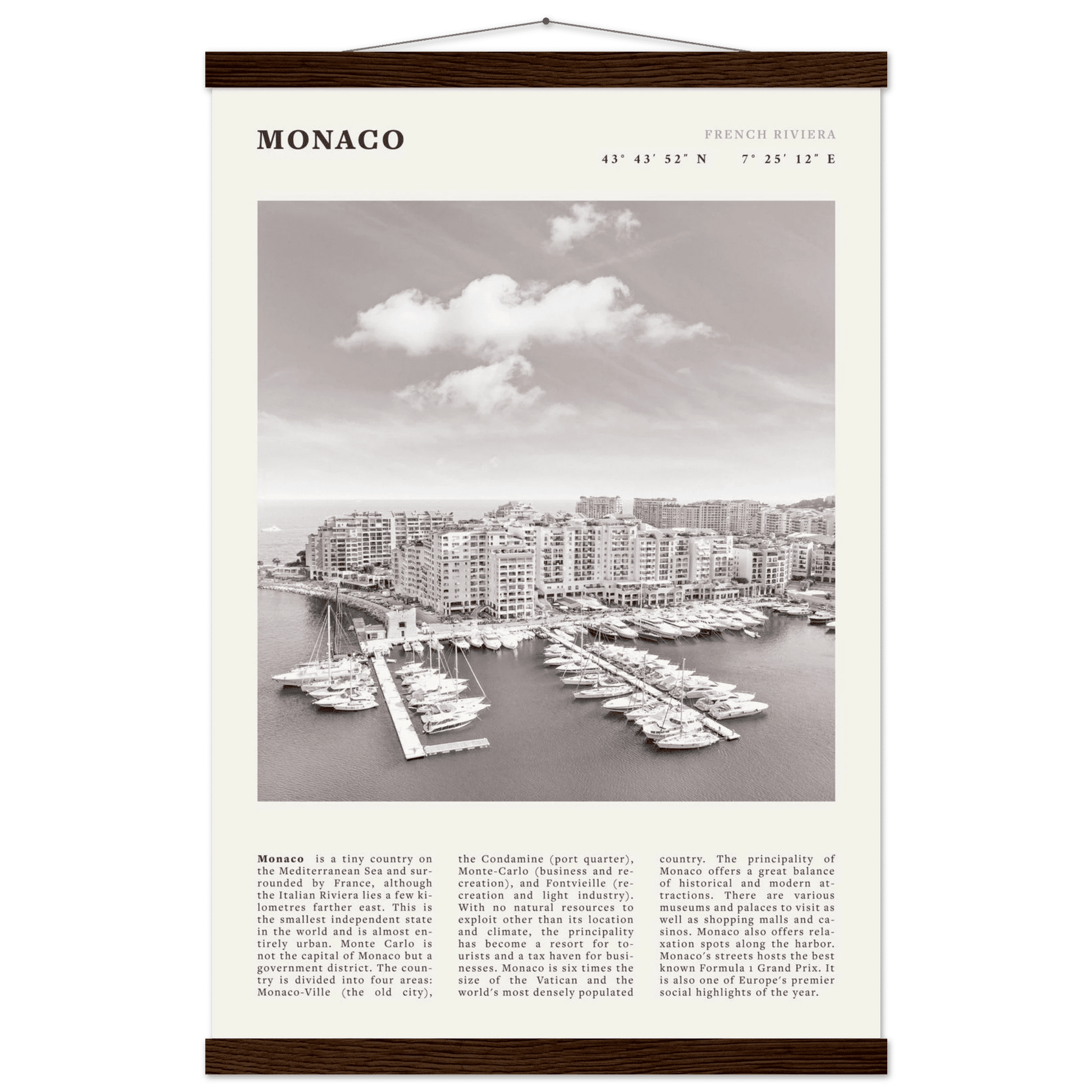 Monaco Poster Black and White – Vintage Monte Carlo Harbor Print (Digital & Printed Options) - Evergreen Posters