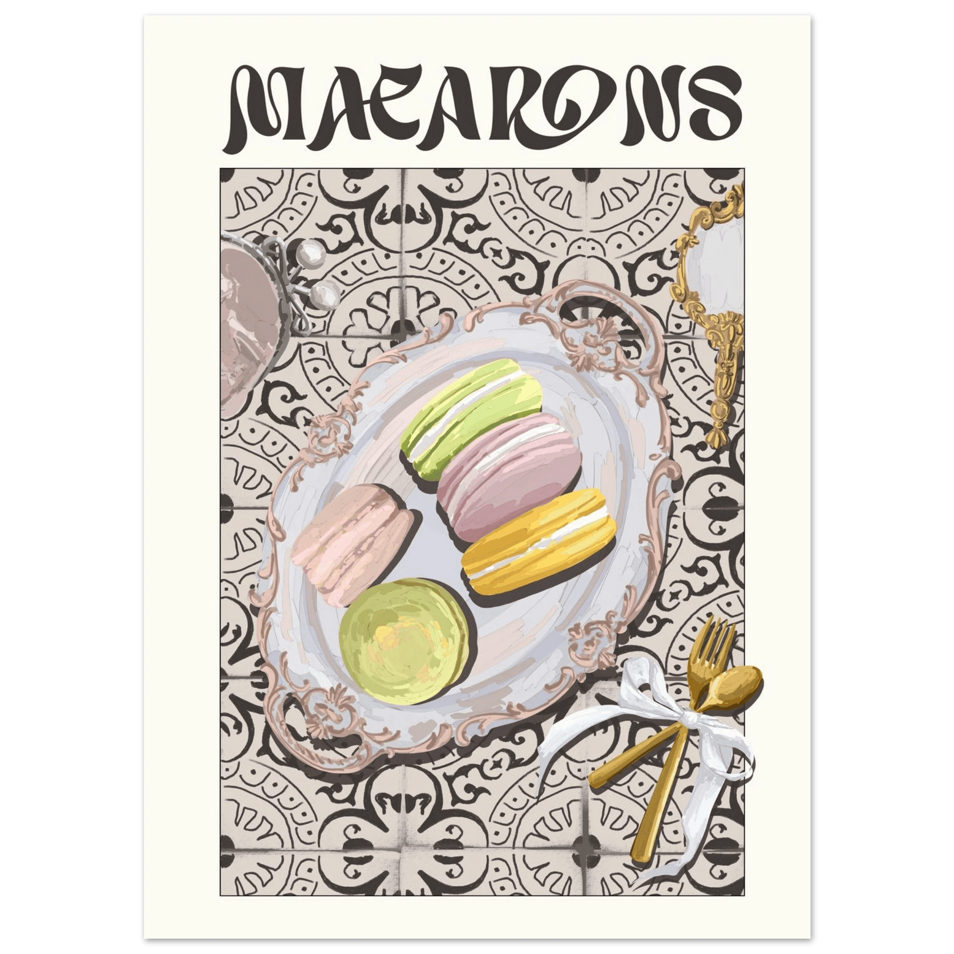 Macarons Poster – Playful French Patisserie Kitchen Wall Art Print (Digital & Printed Options) - Evergreen Posters