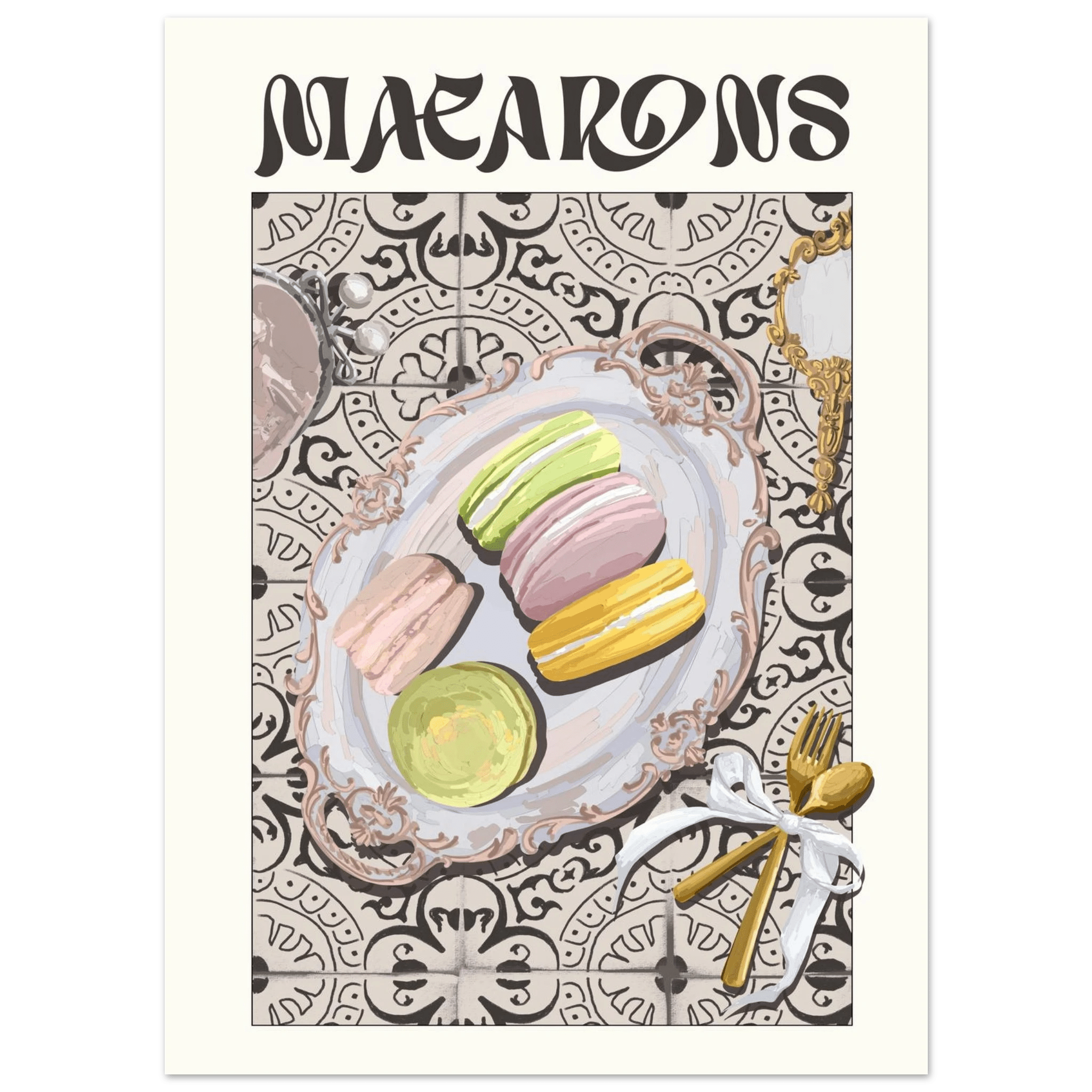 Macarons Poster – Playful French Patisserie Kitchen Wall Art Print (Digital & Printed Options) - Evergreen Posters