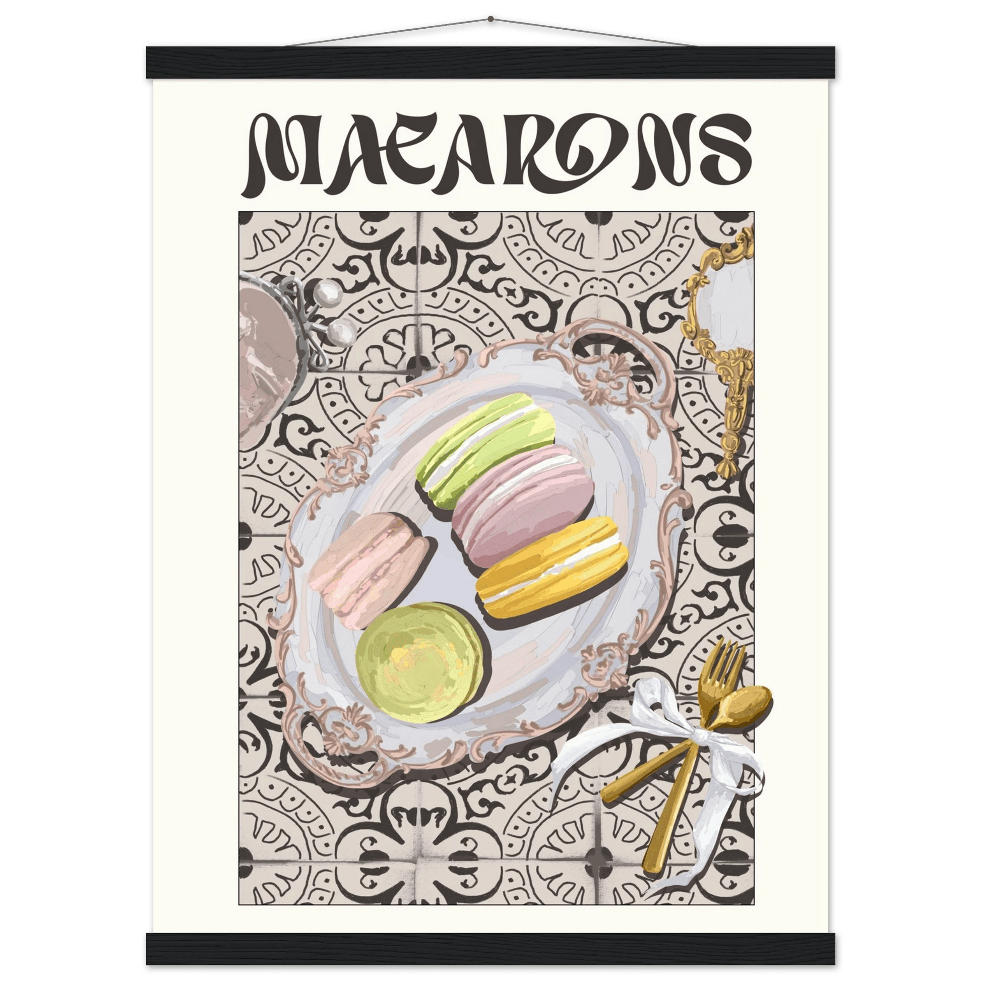 Macarons Poster – Playful French Patisserie Kitchen Wall Art Print (Digital & Printed Options) - Evergreen Posters
