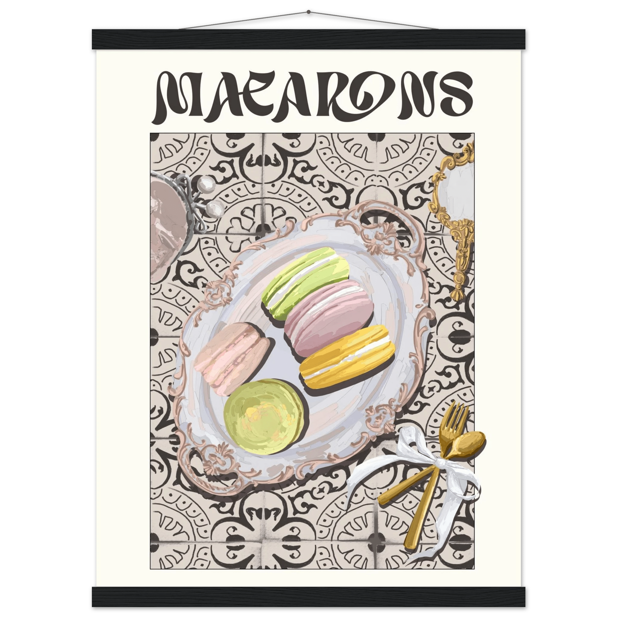 Macarons Poster – Playful French Patisserie Kitchen Wall Art Print (Digital & Printed Options) - Evergreen Posters