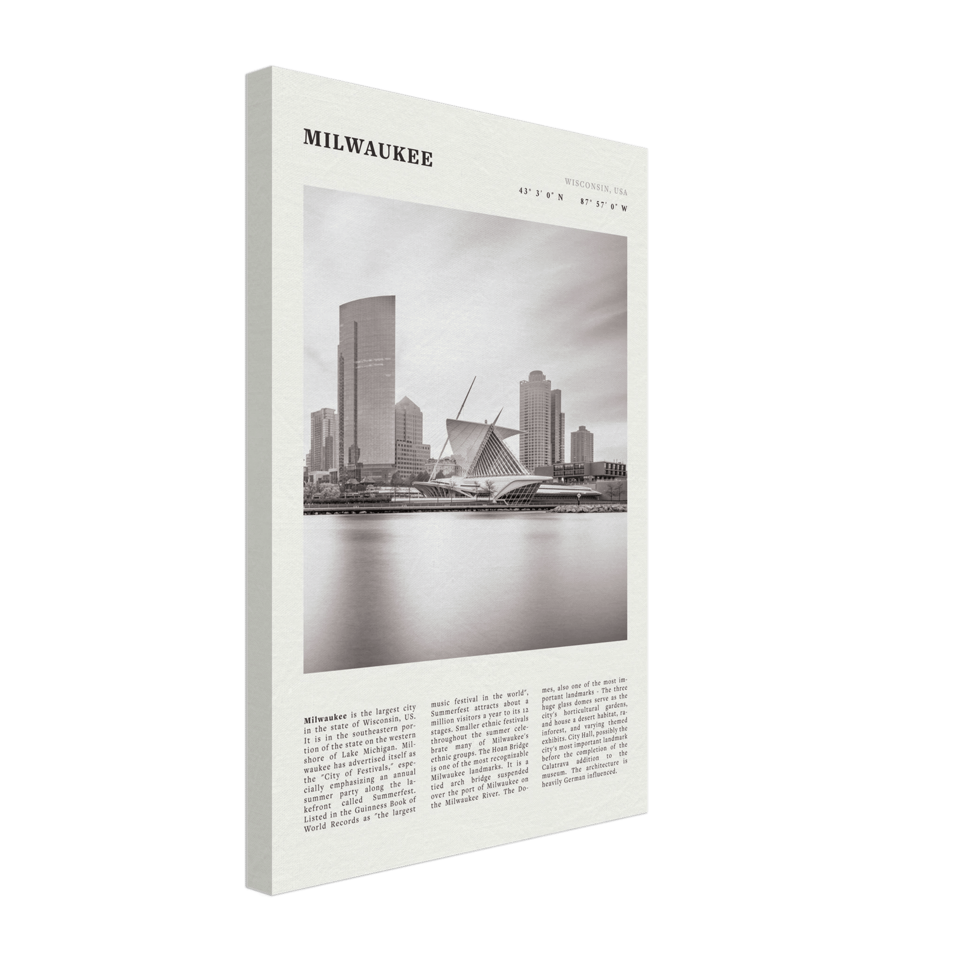 Milwaukee Poster | Black & White Wisconsin City Wall Art | USA Travel Print - Evergreen Posters
