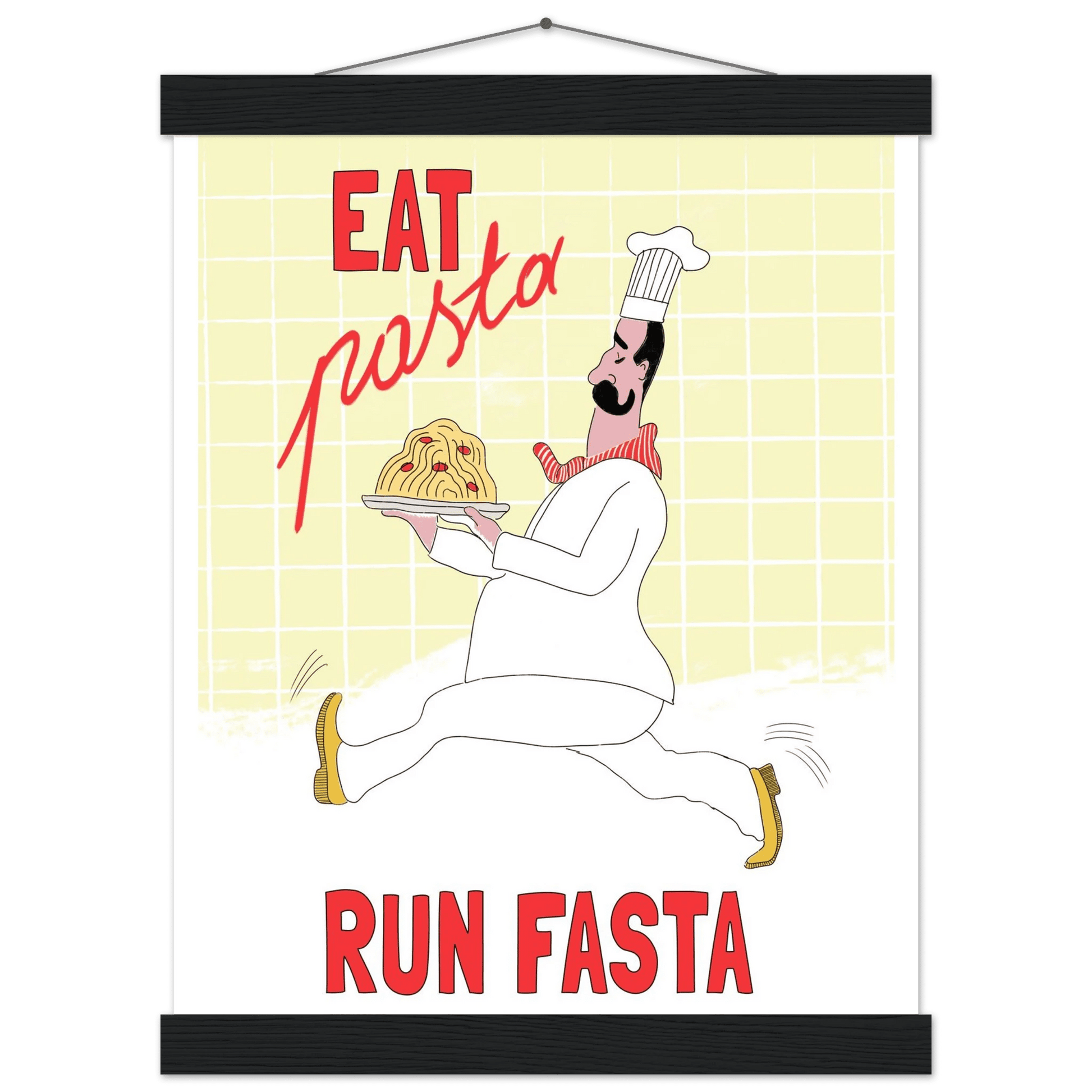 Eat Pasta Run Fasta Poster – Playful Kitchen Wall Art Print (Digital & Printed Options) - Evergreen Posters