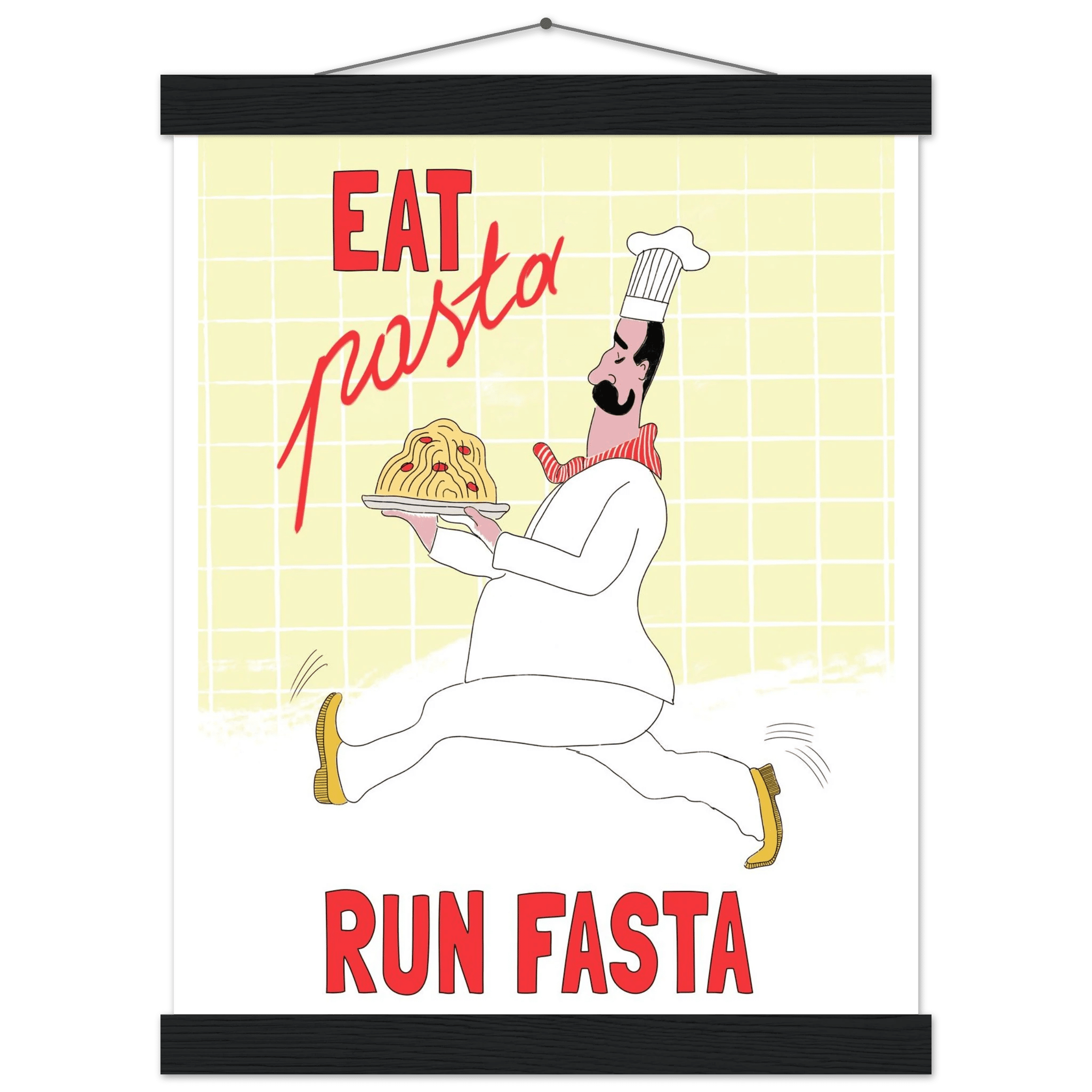 Eat Pasta Run Fasta Poster – Playful Kitchen Wall Art Print (Digital & Printed Options) - Evergreen Posters