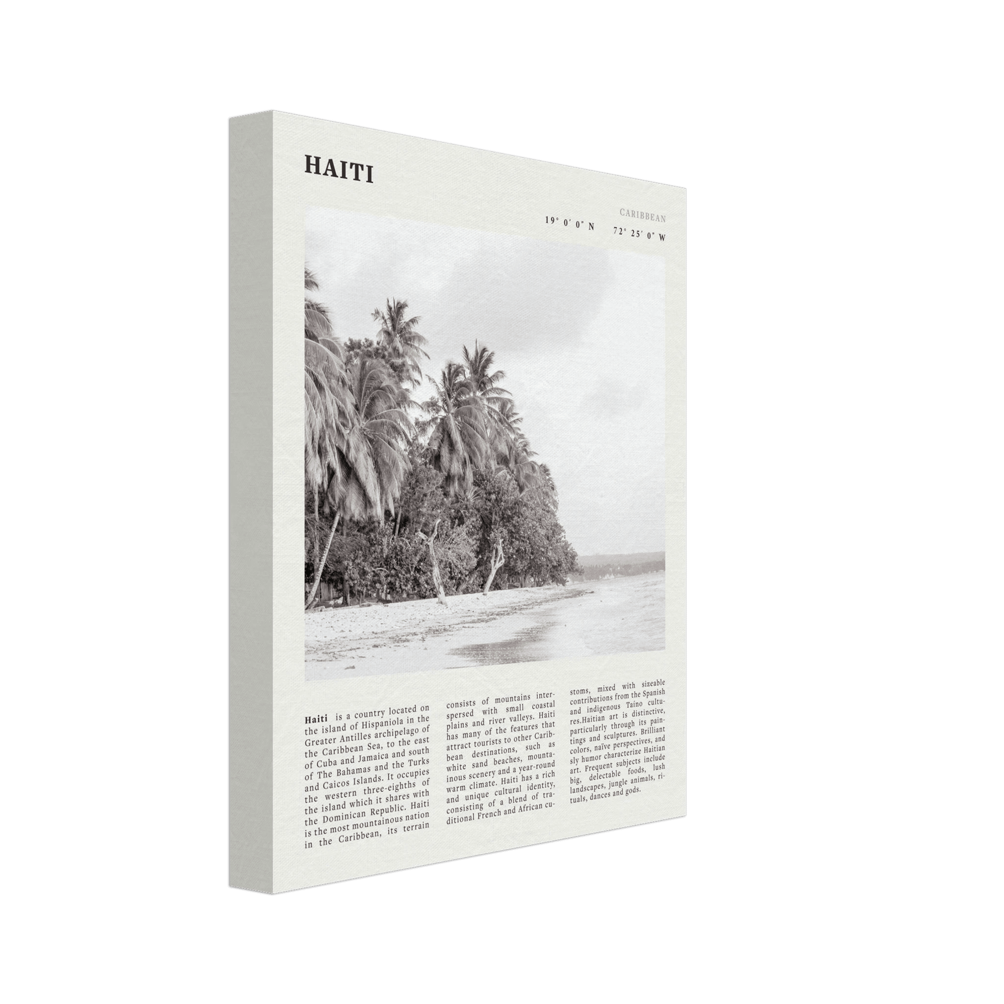 Haiti Poster | Black & White Caribbean Beach Wall Art | Tropical Travel Print - Evergreen Posters