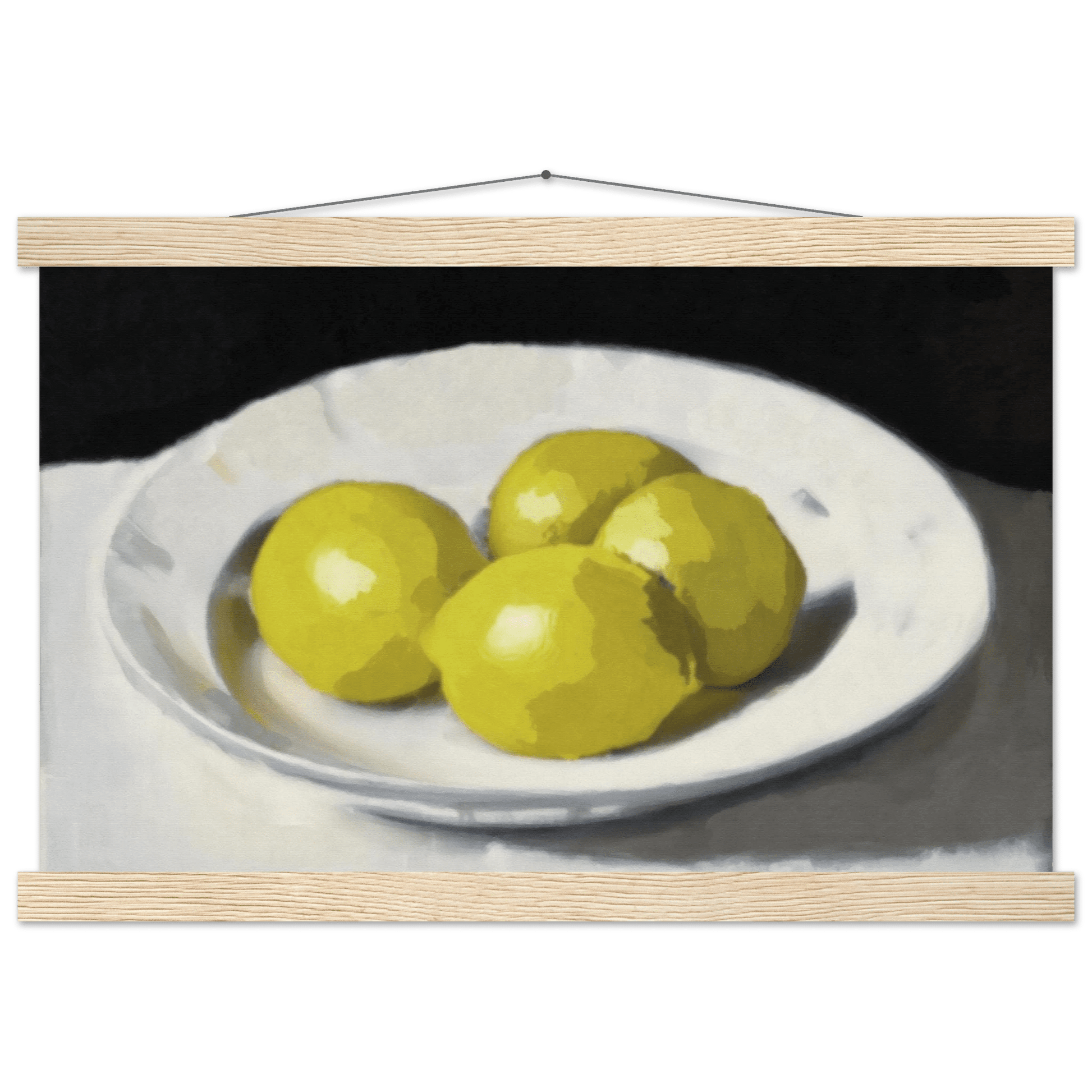 Lemons Print | Three Lemons Oil Painting Wall Art | Kitchen Still Life Poster - Evergreen Posters