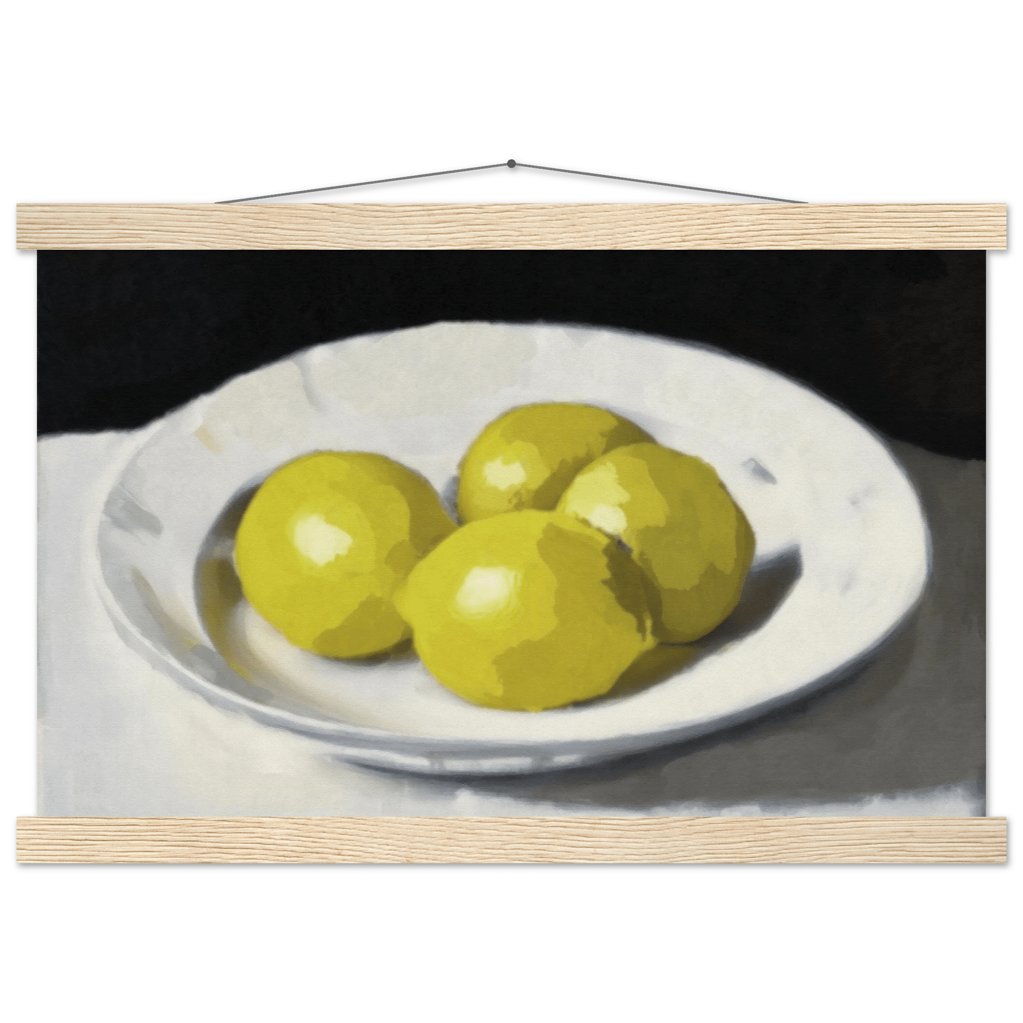 Lemons Print | Three Lemons Oil Painting Wall Art | Kitchen Still Life Poster - Evergreen Posters