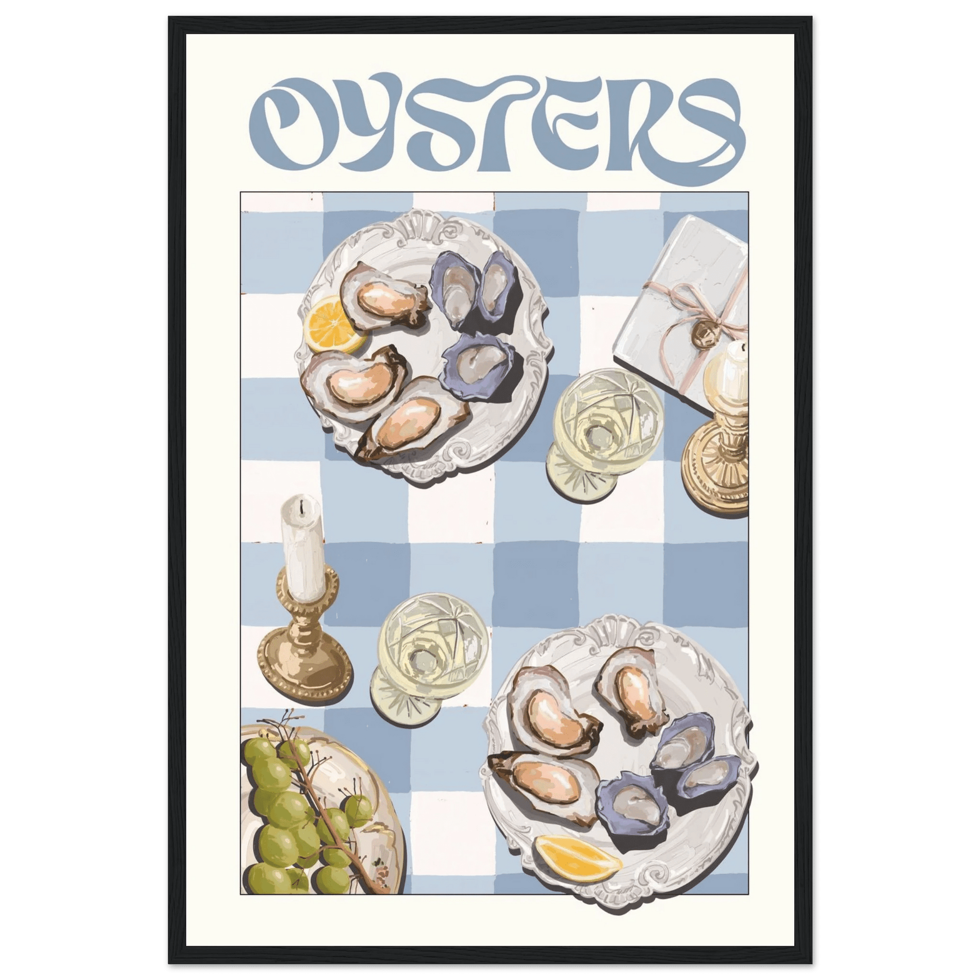 Oysters Poster – Playful Seafood Kitchen Wall Art Print (Digital & Printed Options) - Evergreen Posters