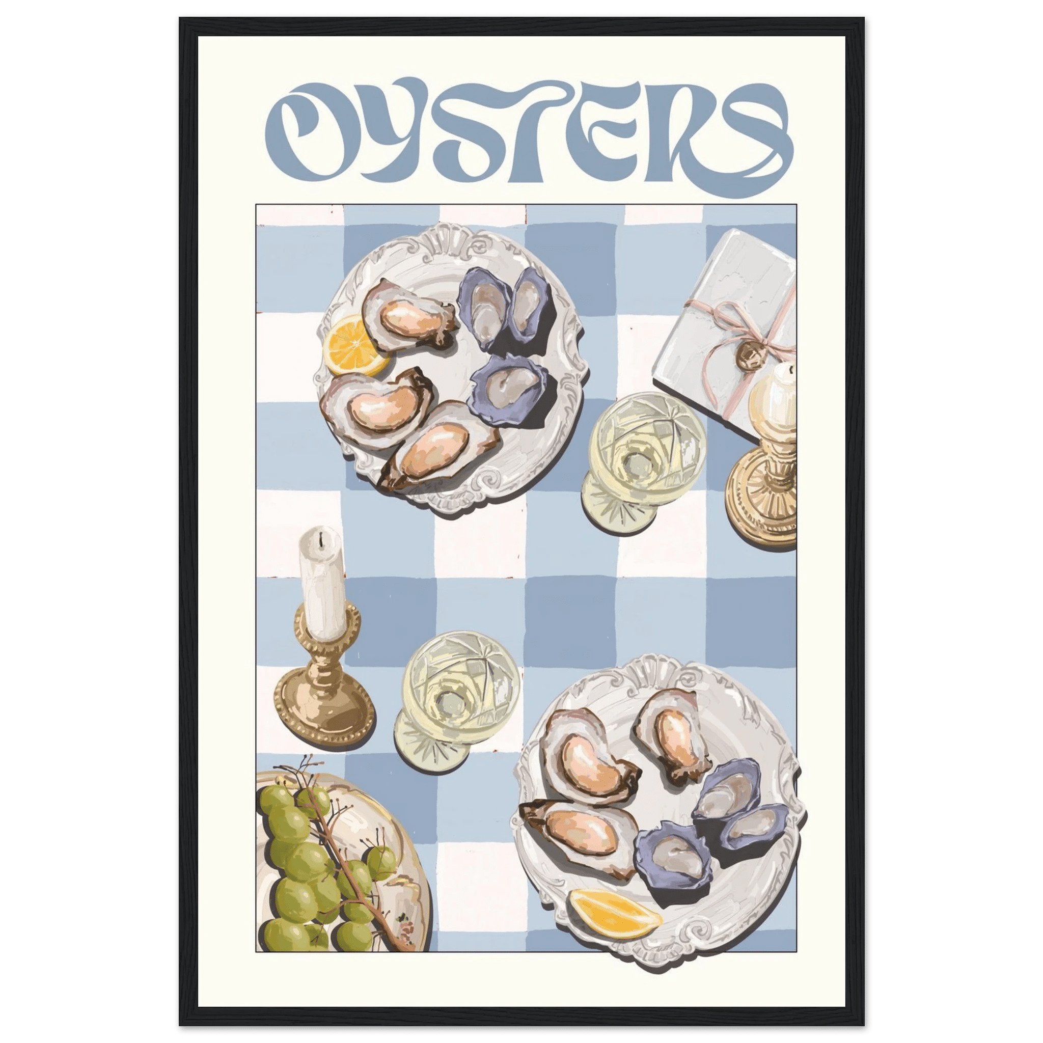 Oysters Poster – Playful Seafood Kitchen Wall Art Print (Digital & Printed Options) - Evergreen Posters