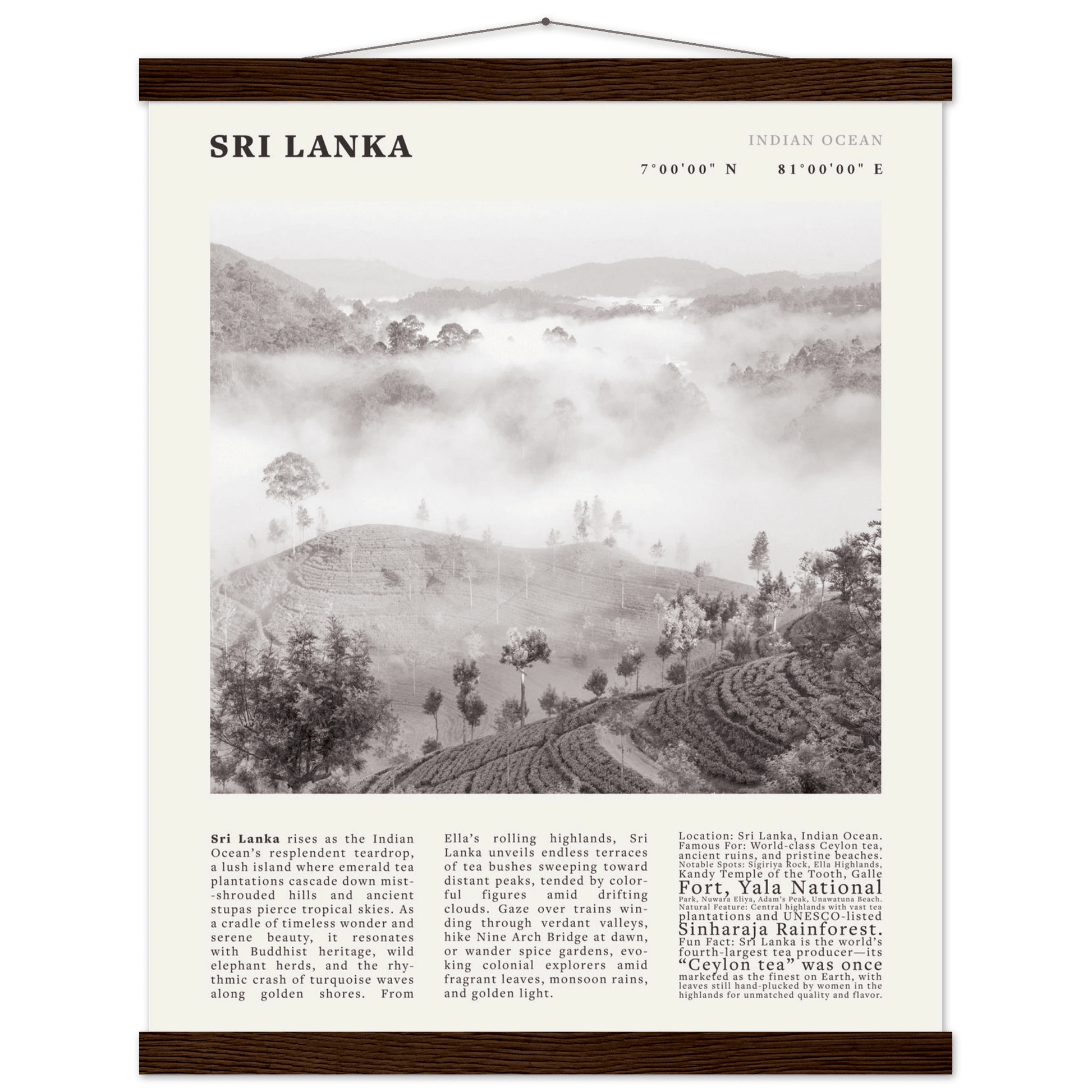 Sri Lanka Poster Black and White – Vintage Ceylon Tea Plantation Print (Digital & Printed Options) - Evergreen Posters