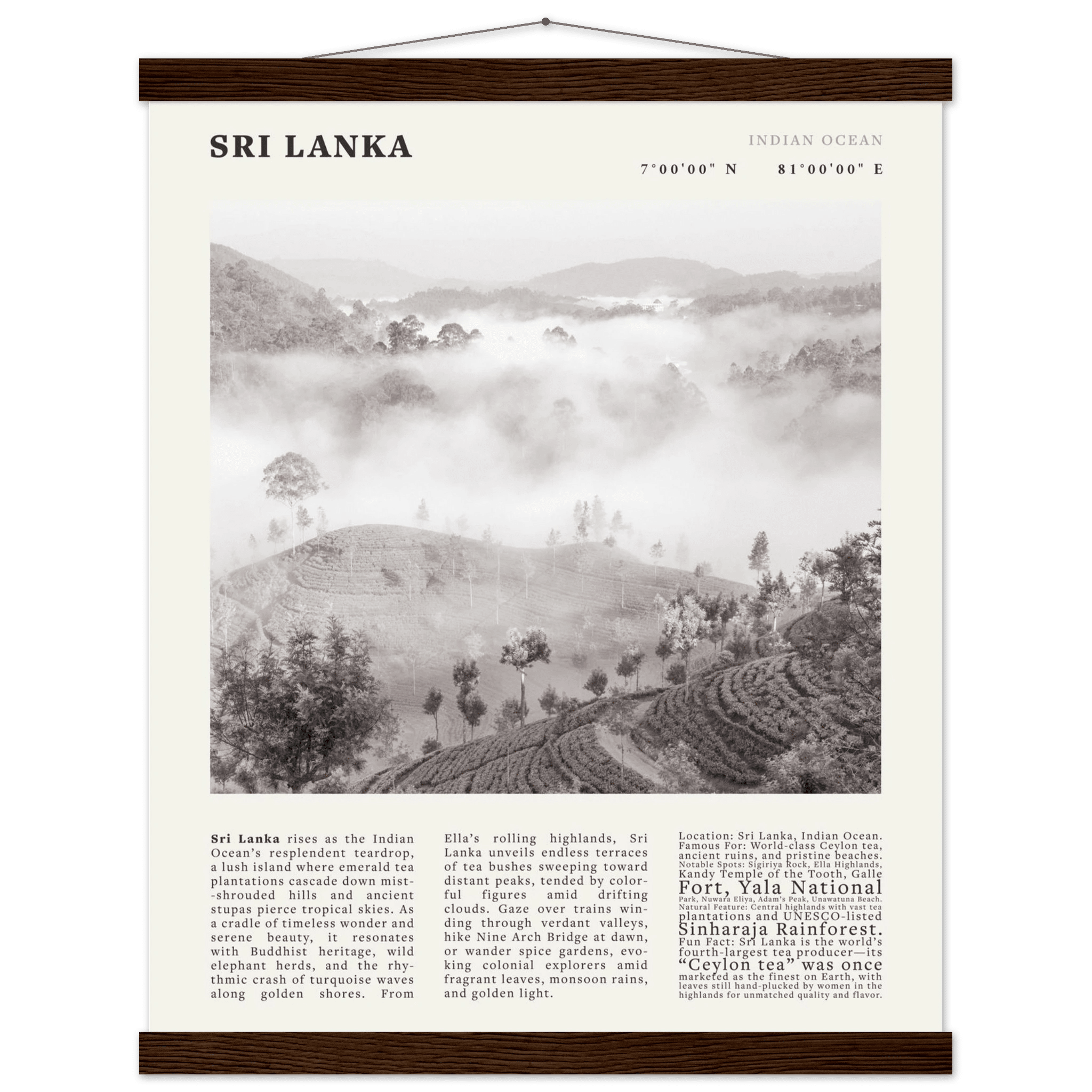 Sri Lanka Poster Black and White – Vintage Ceylon Tea Plantation Print (Digital & Printed Options) - Evergreen Posters